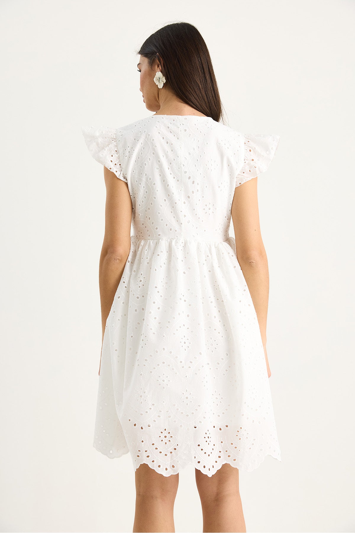 Women's Bow Detailed Scallop Lined Mini Dress 5237 60281056