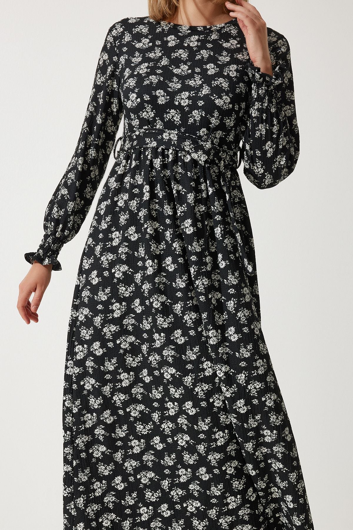 Woman Black Flower Summer Long Knitting Dress DD01322