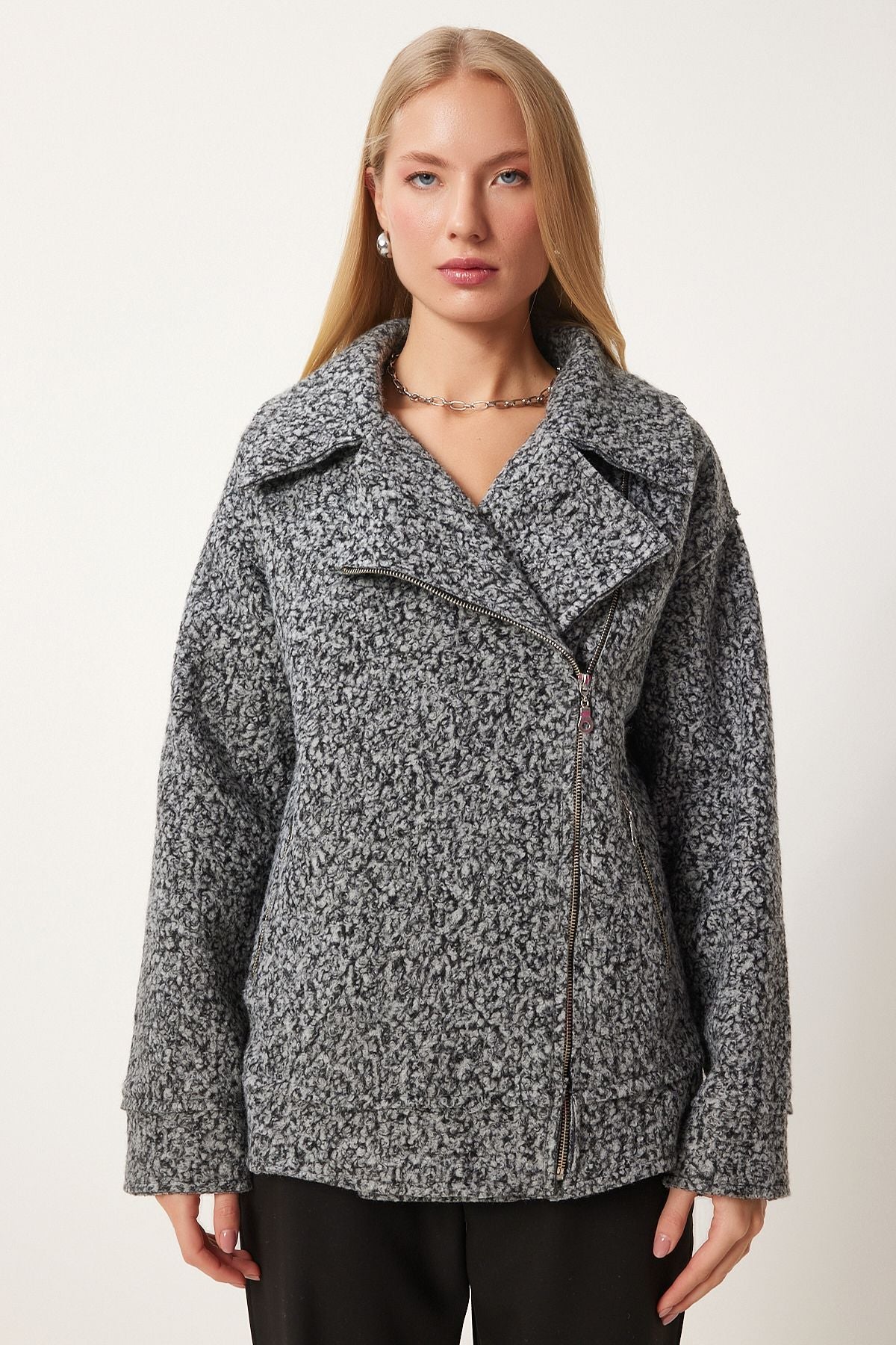 Women's Gray Shawl Yaka Bouquet Jacket FN03386