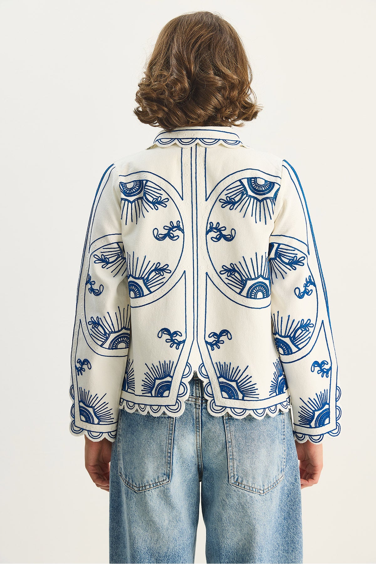 Women's Collared Embroidery Detailed 100% Cotton Jacket 2005 60283699