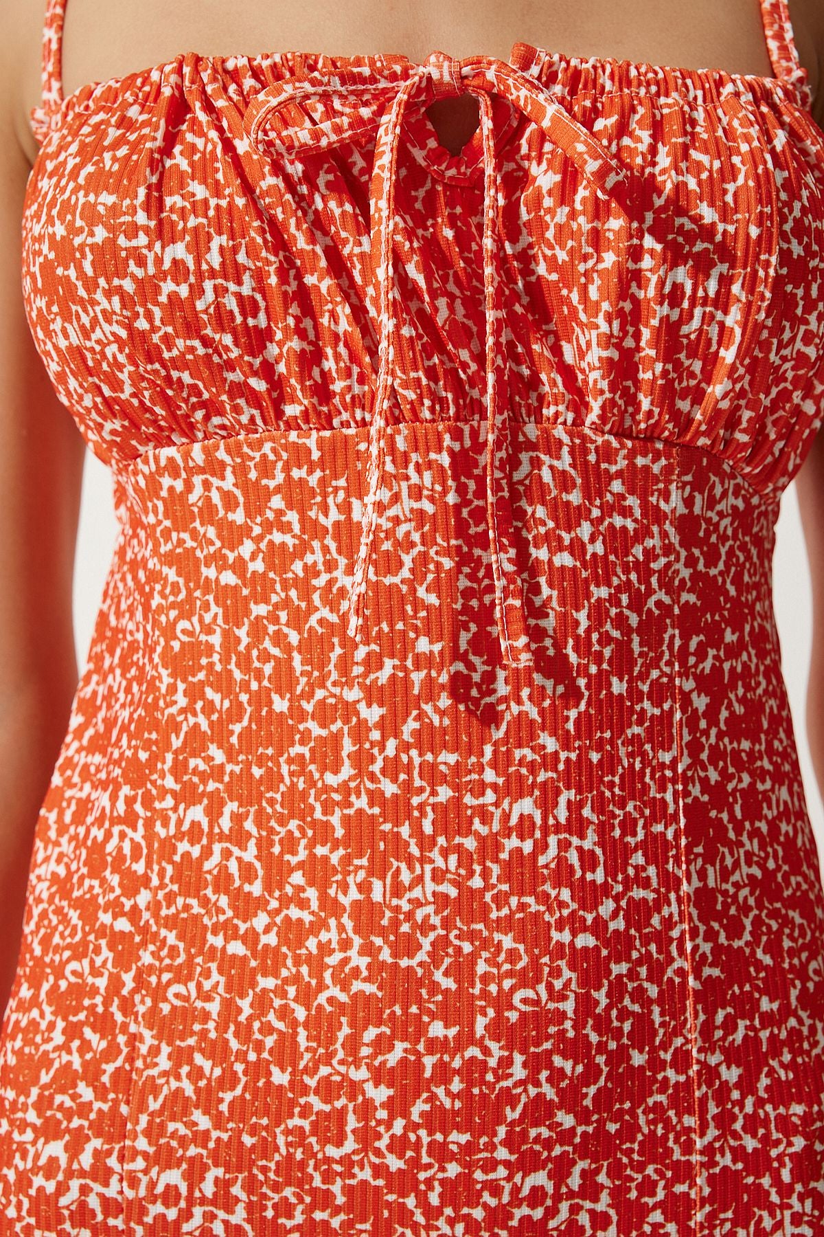 Woman White Orange Flower Sweting Summer Knitting Dress CI00029