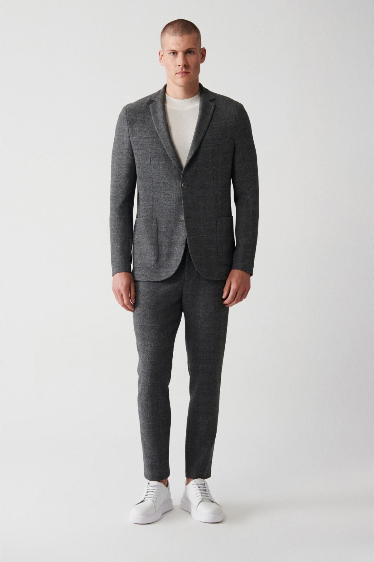 Men's gray 360 degree flexible double slit jacket A32Y4051