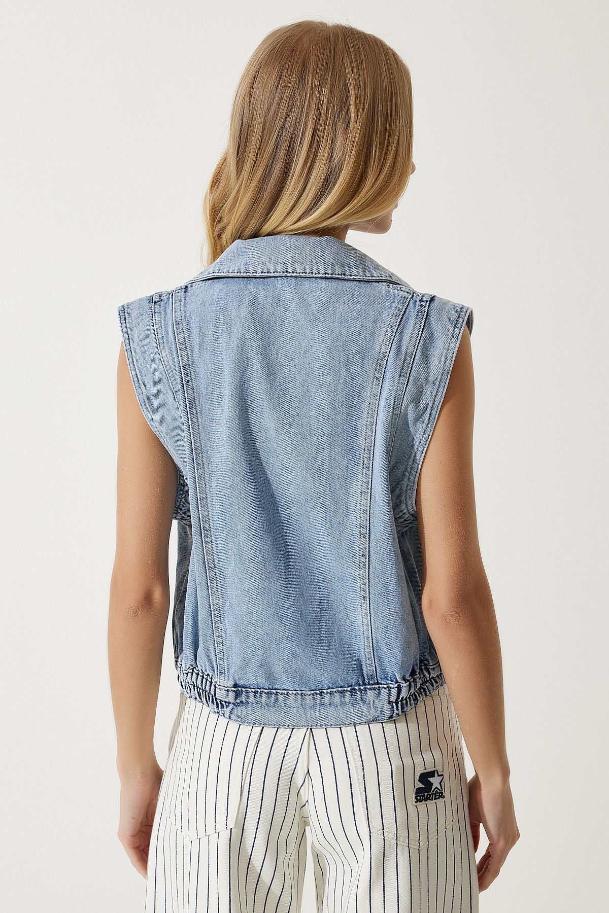 Women's Blue Wide Sleeve Denim Vest RV00179