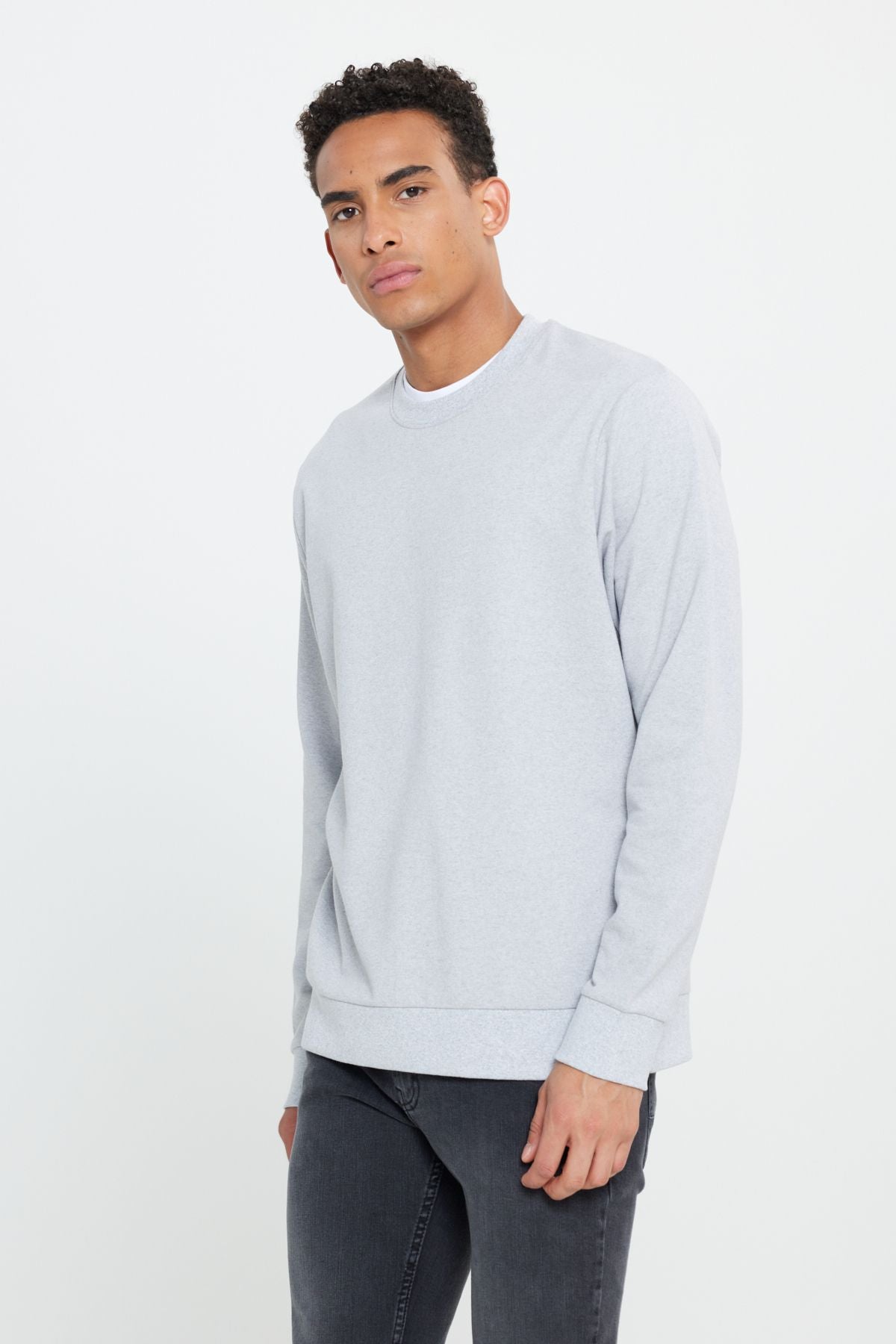 Men's Navy Blue-Gri Melanj 2 Pack Cotton Standard Fit Normal Normal Cut Bike Sweatshirt