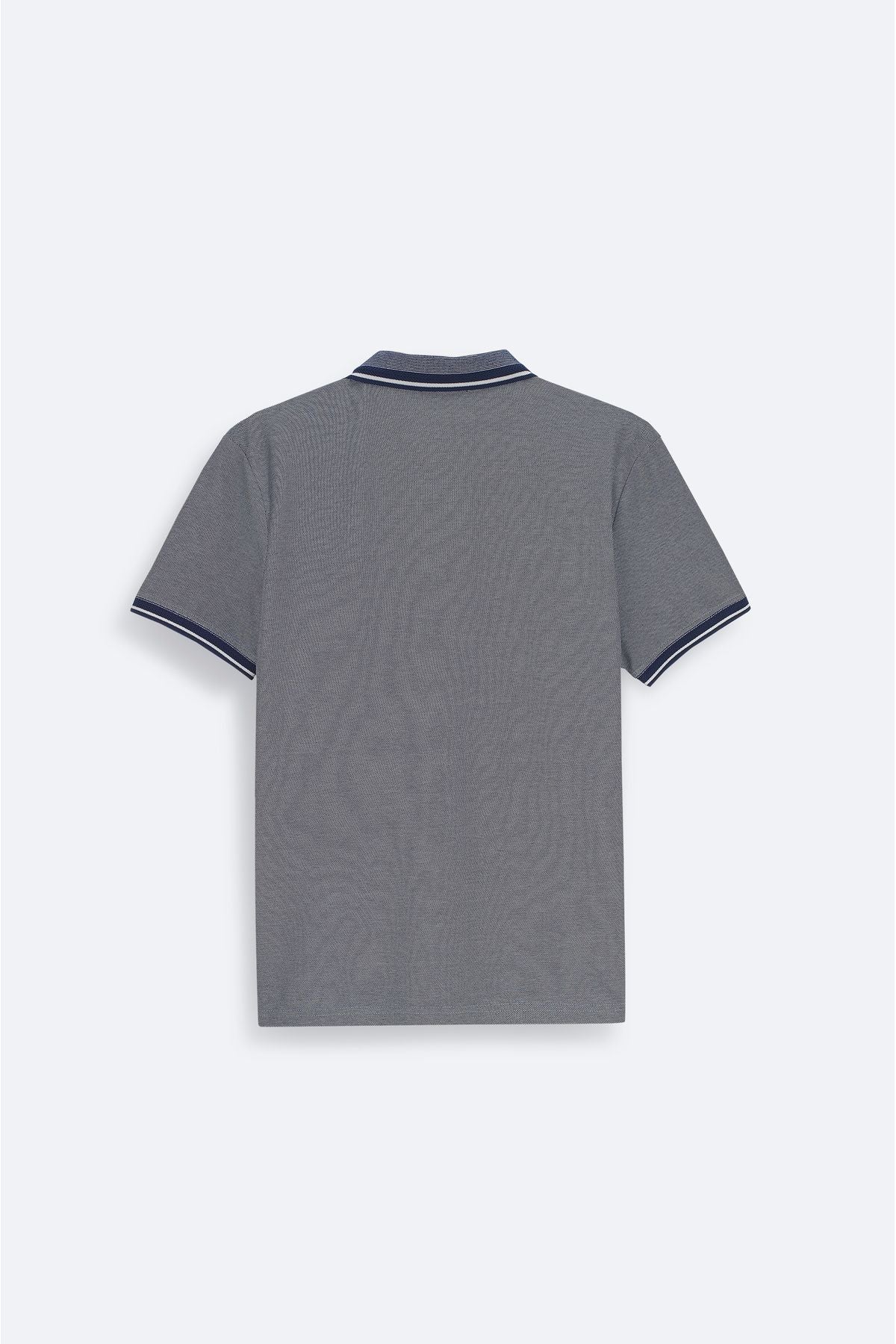 Men's Navy Blind Curlled Neck Pocket 2 Button Polo Yaka T-Shirt E001031