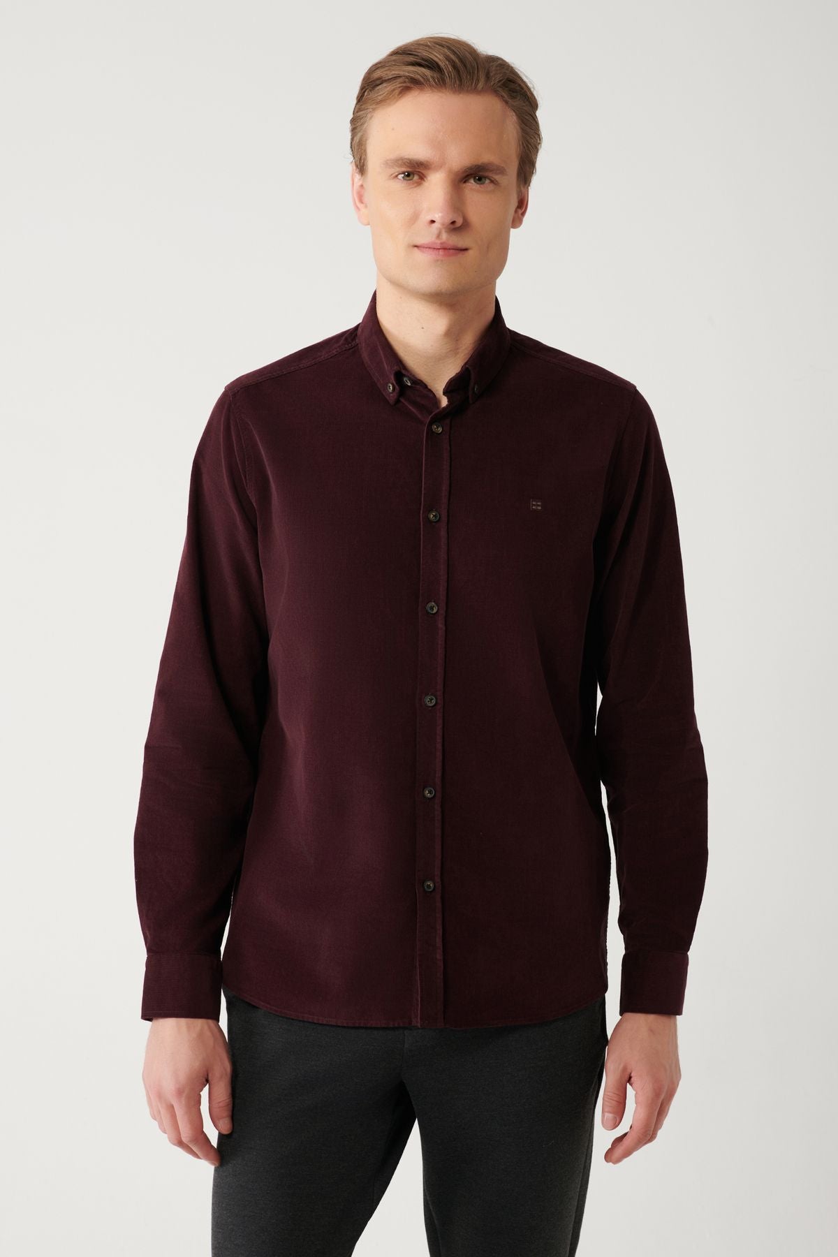 Men's Bordeaux Wick Velvet 100 %Cotton Shirt B002032