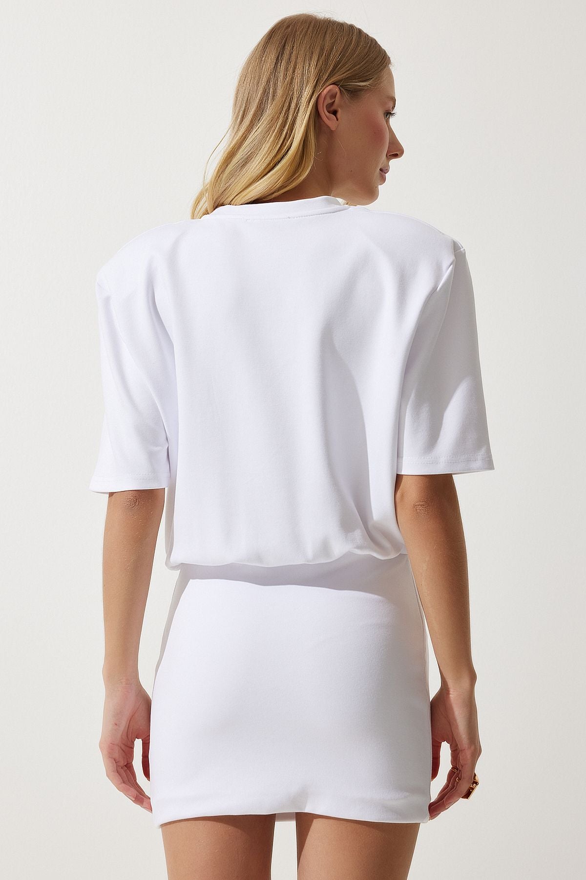Woman White Homeland Lycra knitted dress ny00002