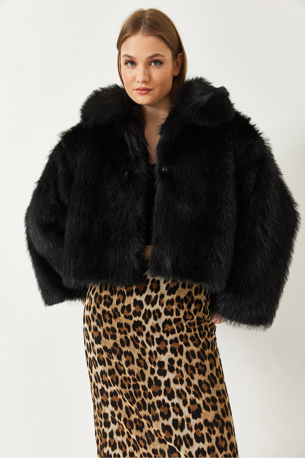 Women's Collared Faux Fur Lined Coat 38120 60251969