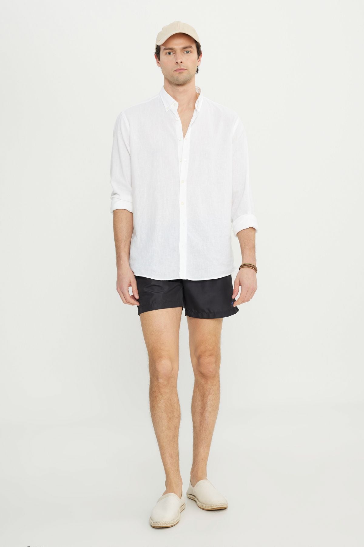 Men's Black Standard Fit Normal Cutting Fast Edge Side Patterned Sea Short Ma from Swimce