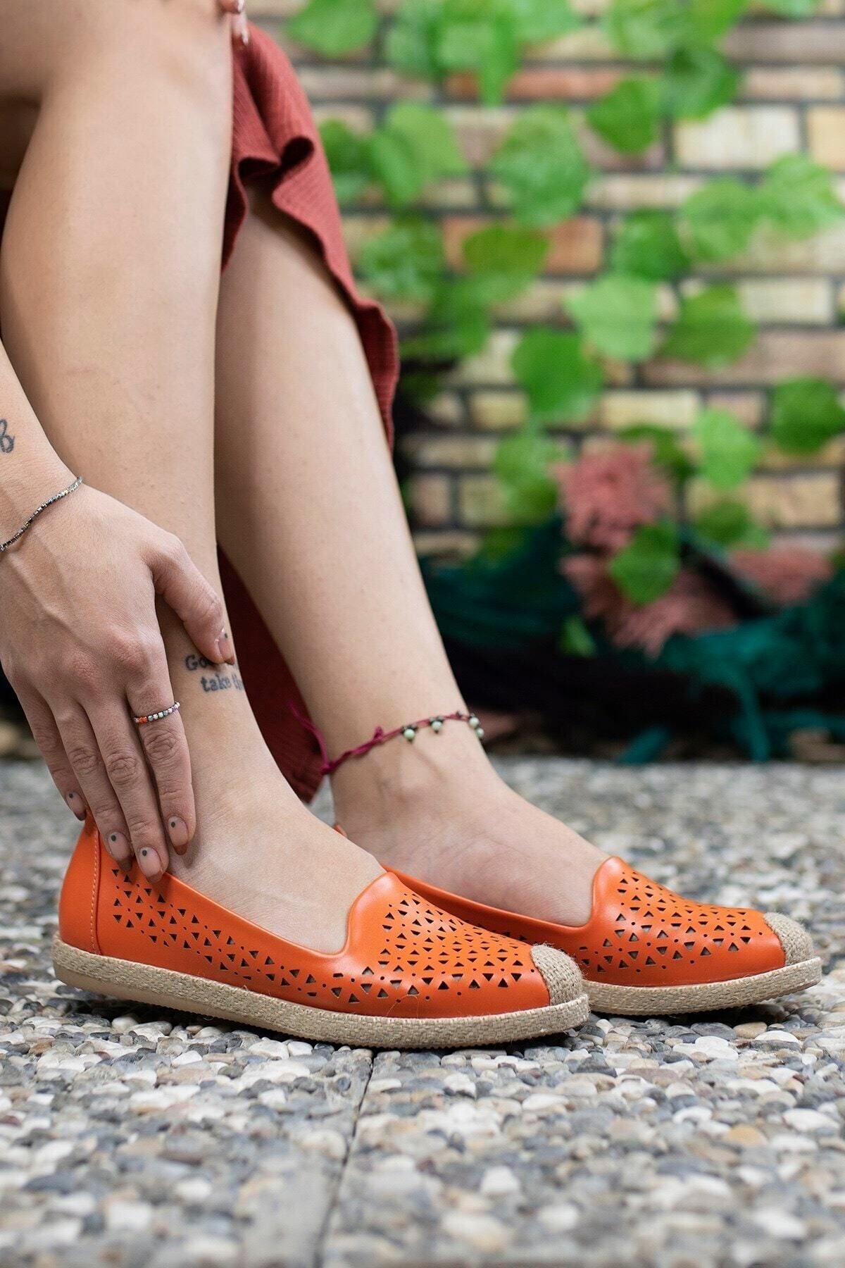 Women's Orange Wicker Detail Daily Shoes 0012110