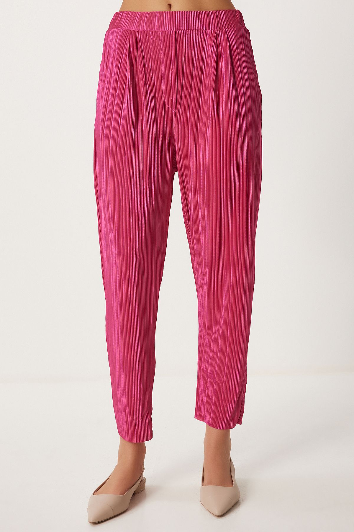 Woman Pink Stylish button pants with puffy pants set FN03234