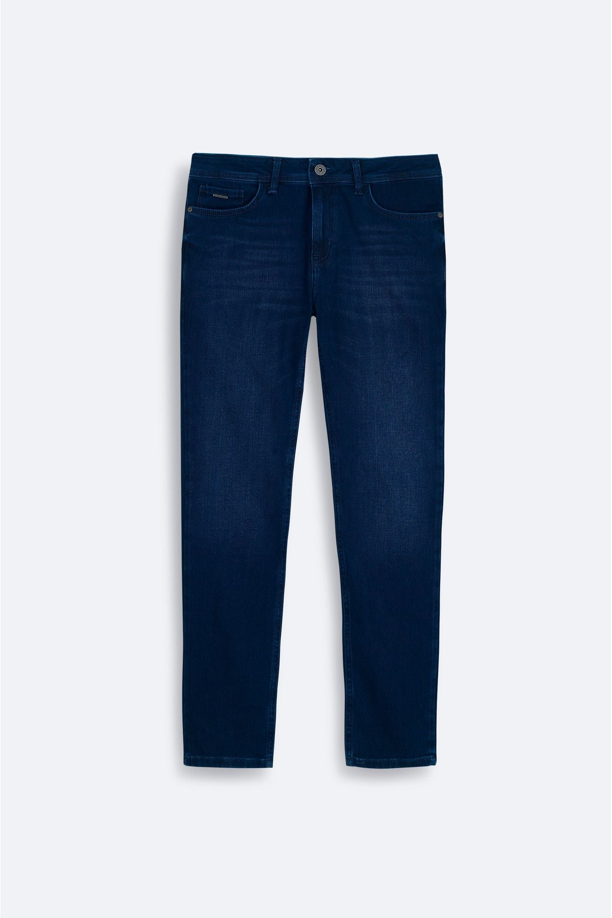 Men's navy blue tubing washing flexible jean pants B003525