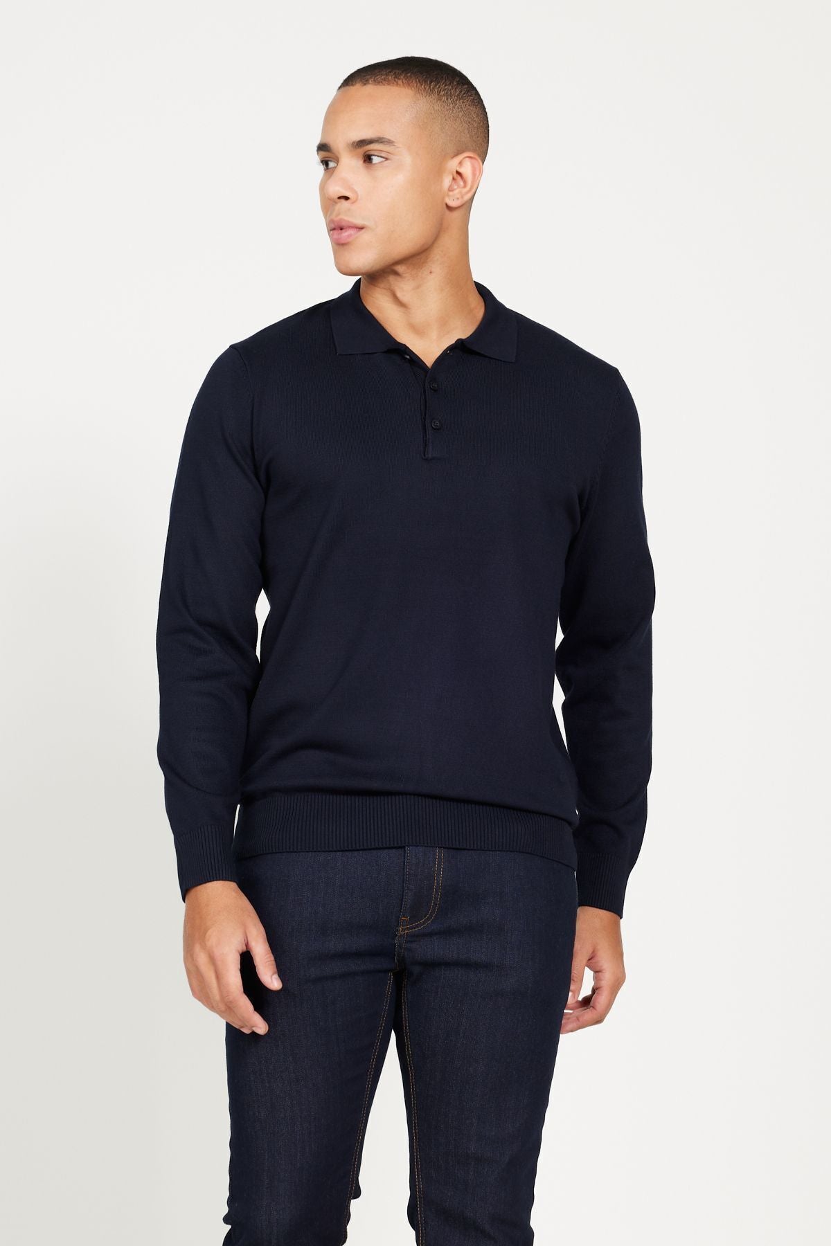 Men's Navy Blue Standard Fit Normal Cut Polico Kazakh