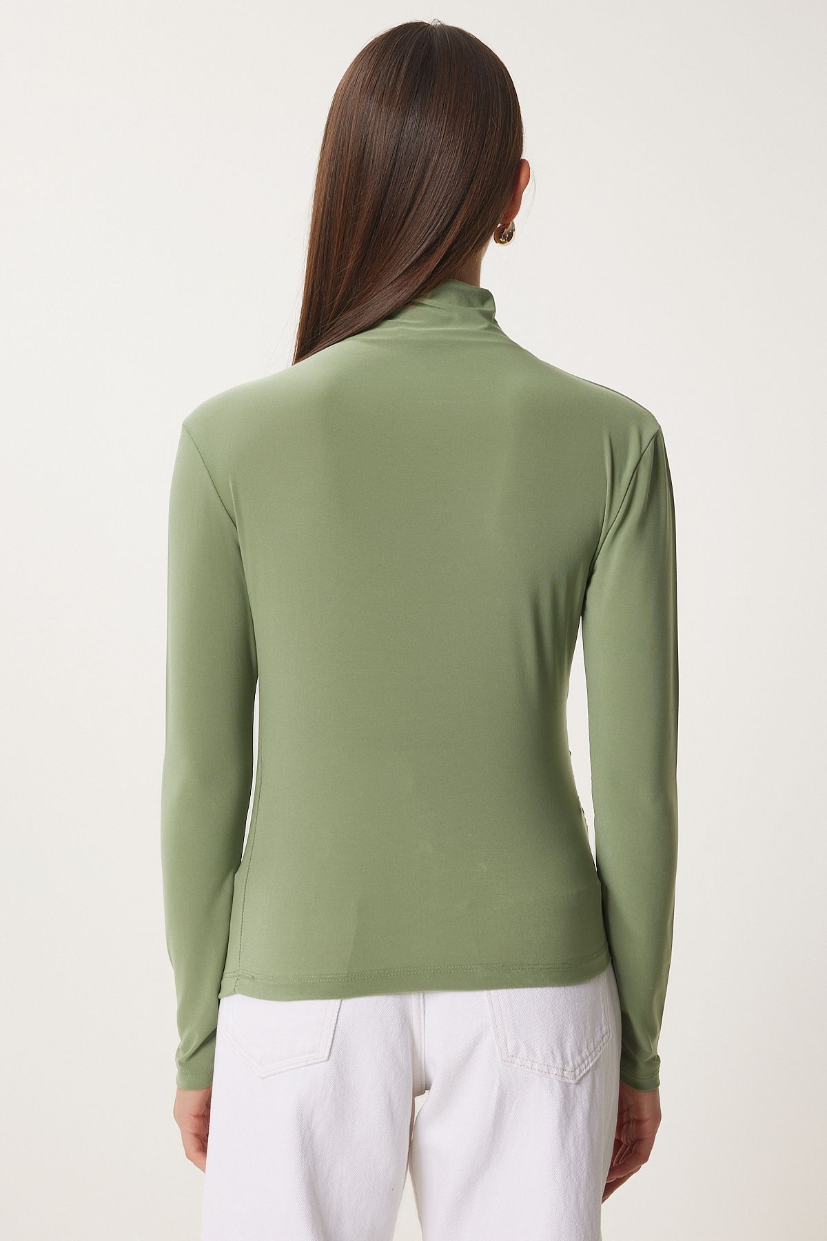 Women's Cagla Green Shirring Detailed Sandy Blouse FF00135