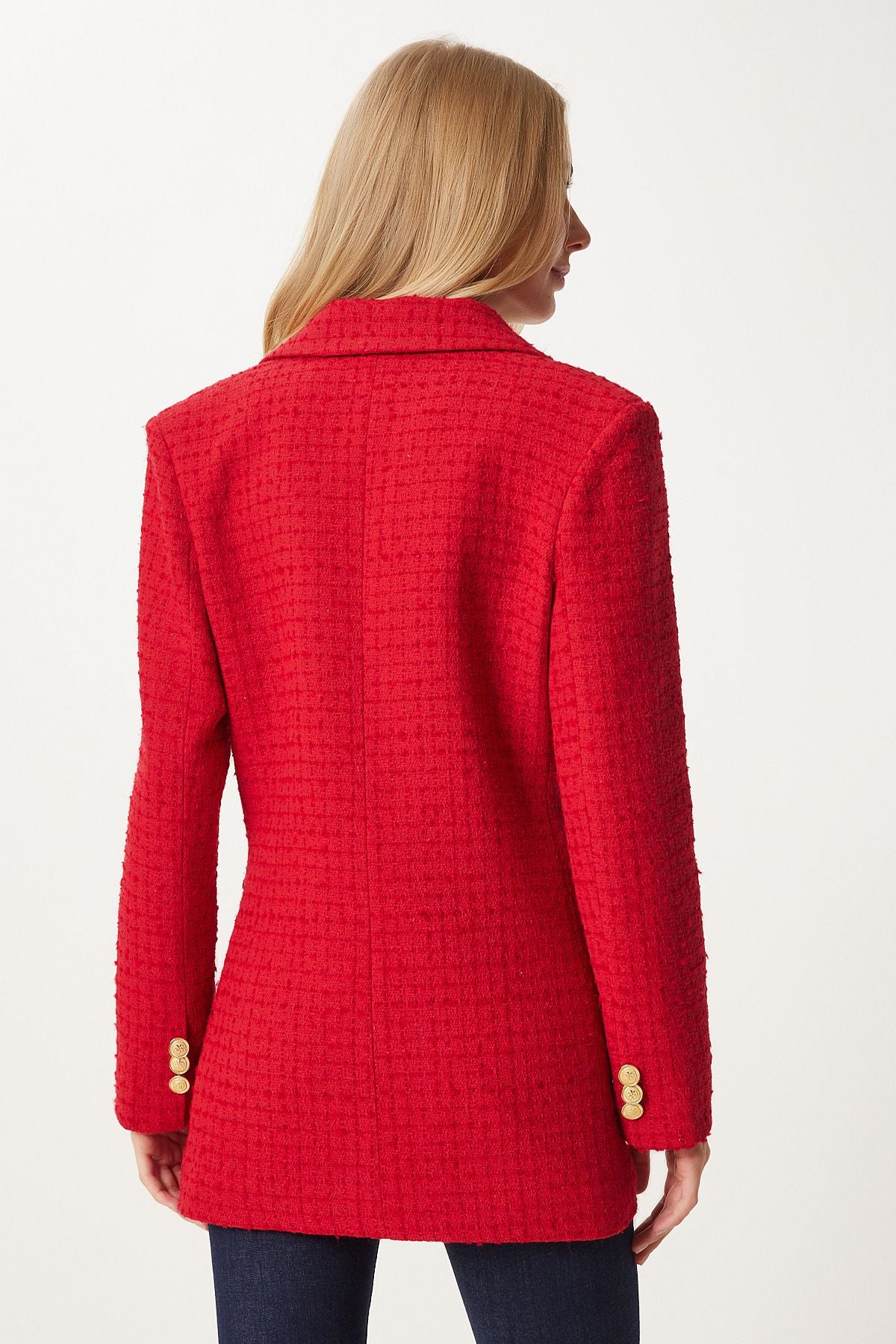 WOMEN'S RED button Blazer Tüvit Jacket WF00004