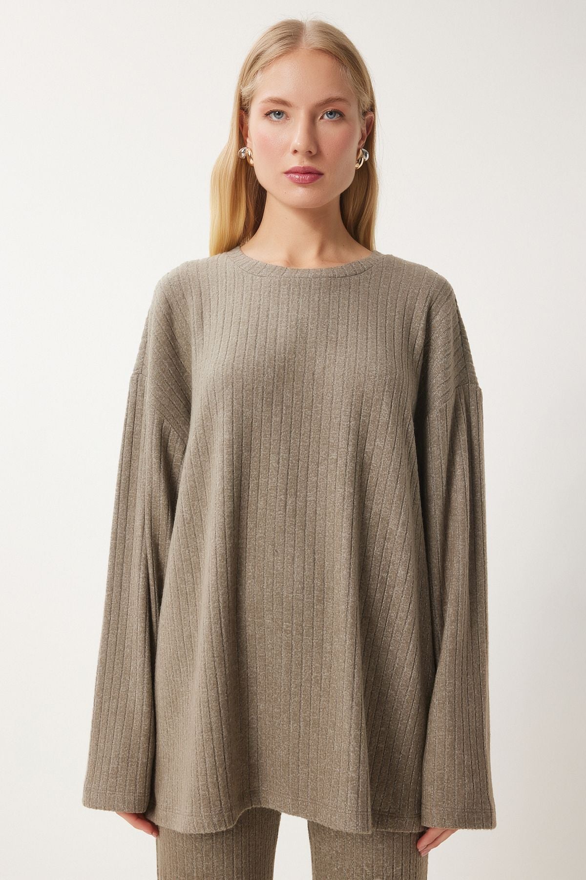 Female mink relaxed wick knitted blouse trousers rg00047