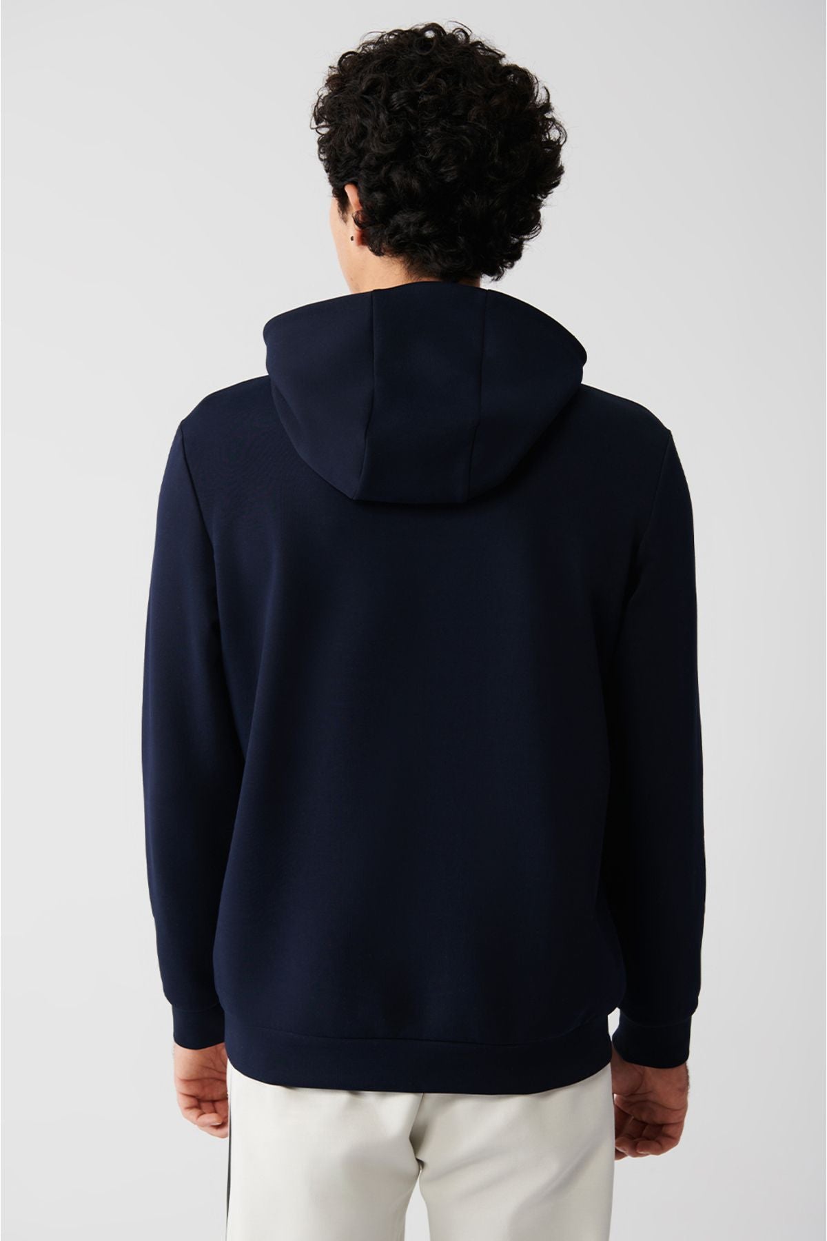 Men's Navy Blue Interlok Fabric Hooded Sweatshirt A32Y1235