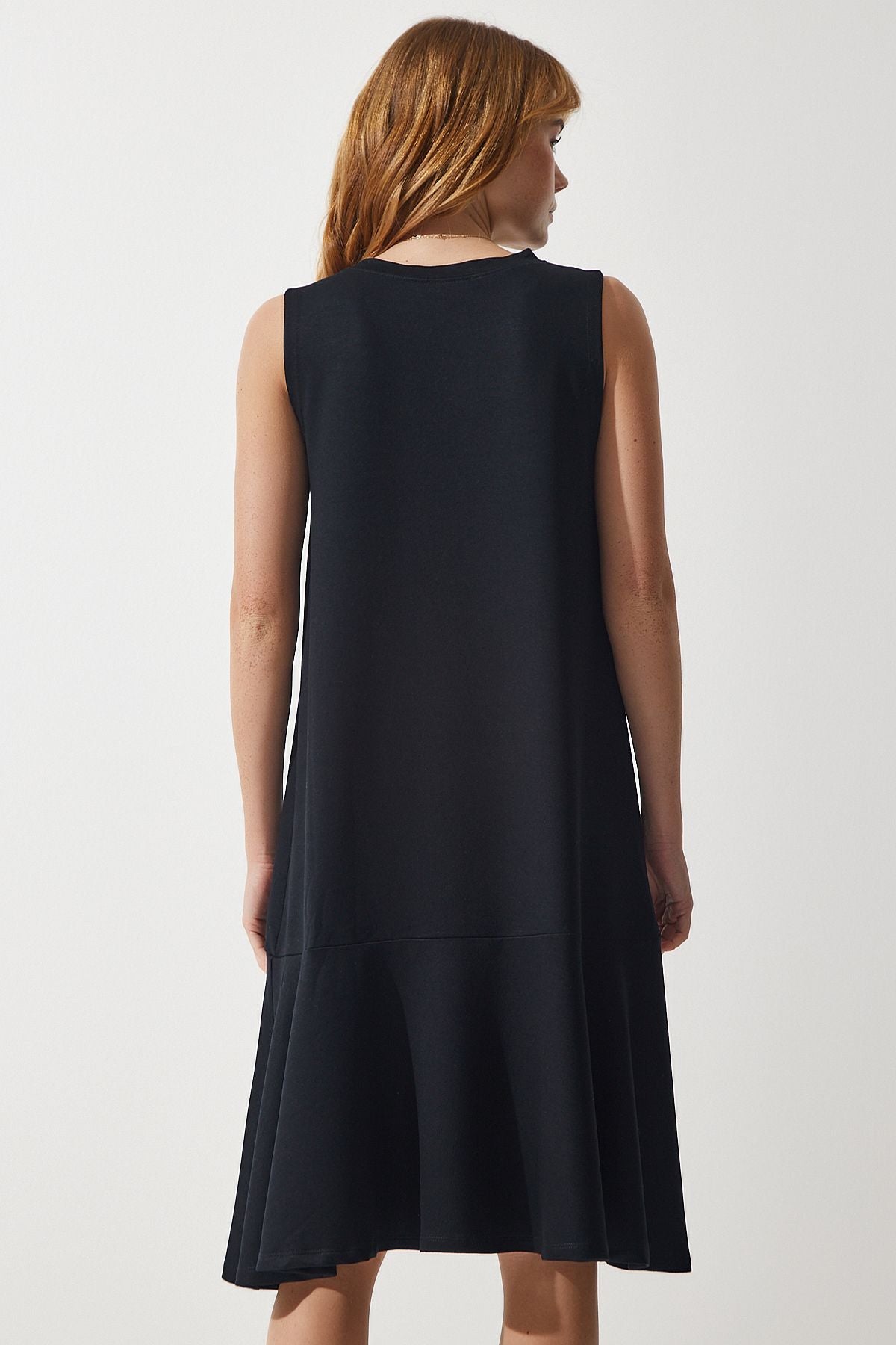 Female black bike collar knitted flyer bell dress BF00089