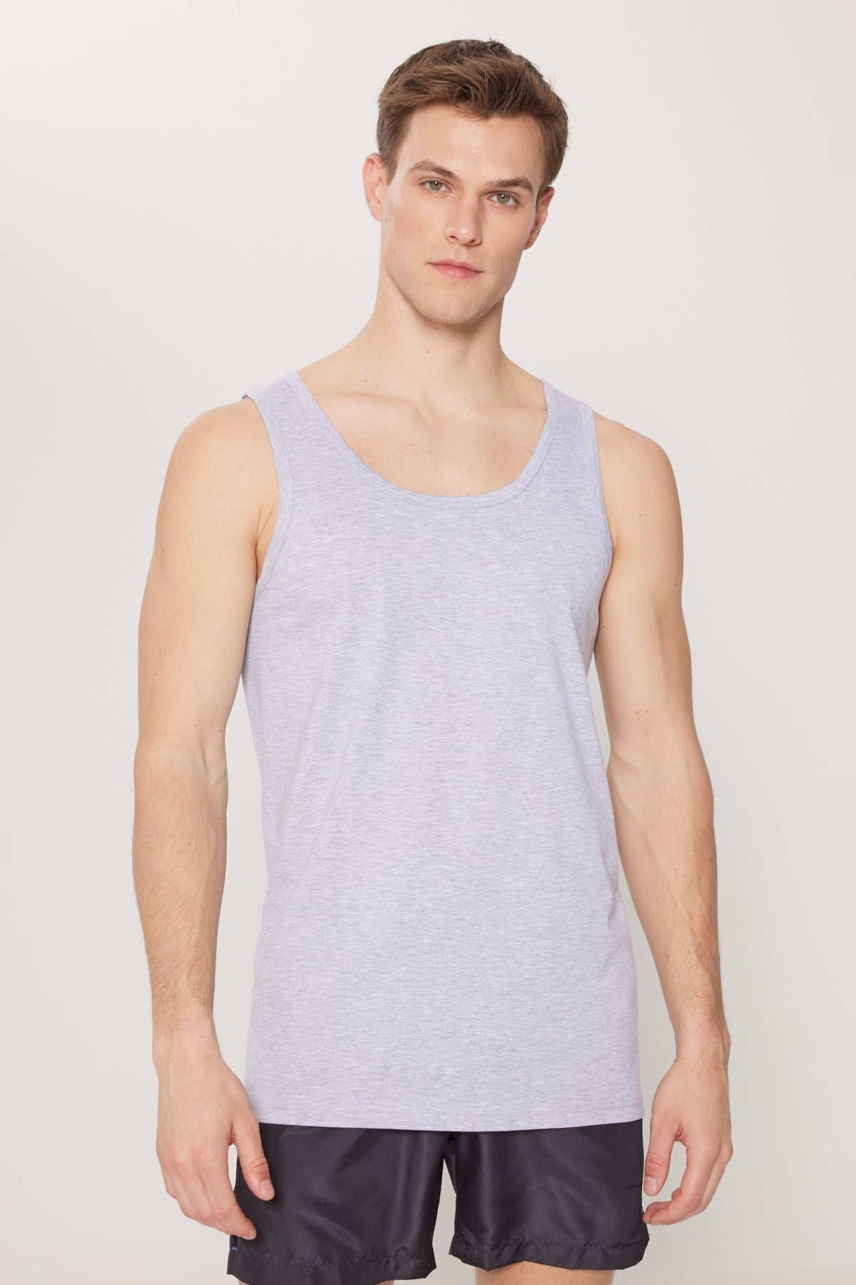 Men's Gray Melanj Sweat Cotton 2 Piece Athlete Pack standard fit normal cut