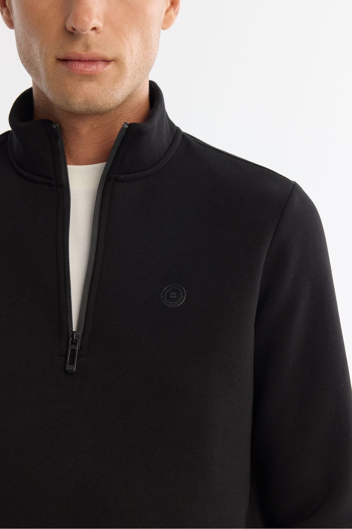 Men's black upright collar zipper 3 -IP Sweatshirt E001020