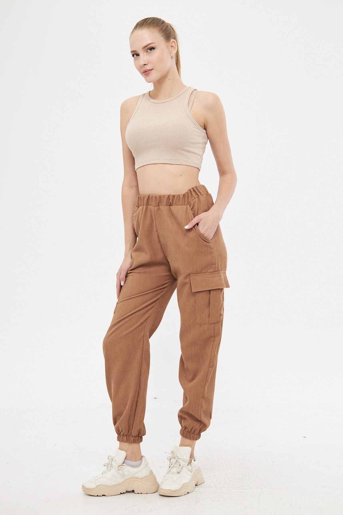 Female mink velvet waist and leg righteous thin wick cargo pants Arm-25k001035