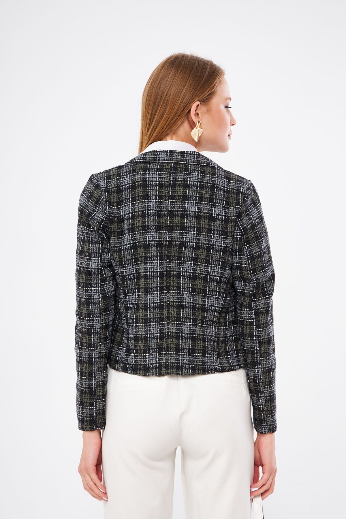 WOMEN'S KAVAZE YAKA TÜVİT Crop Jacket ARM-24K001014