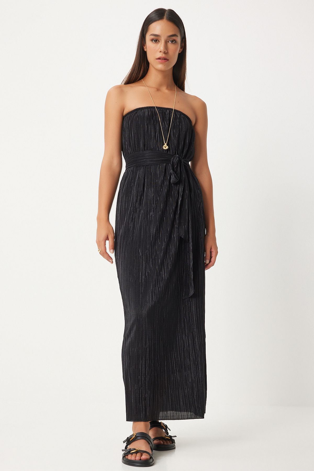 WOMEN'S BLACK STRAPLEZ BUDGED BELIEF FAT FLİSE FN03237