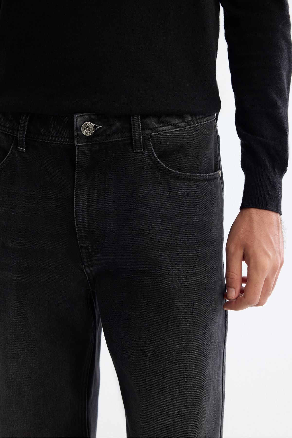 Erkek Antrasit Eskitme Yıkama Jean Pantolon A42y3535