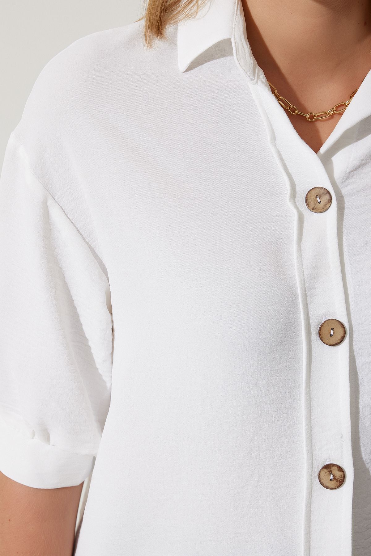 Female white balloon sleeve linen Ayrrin shirt DD01321