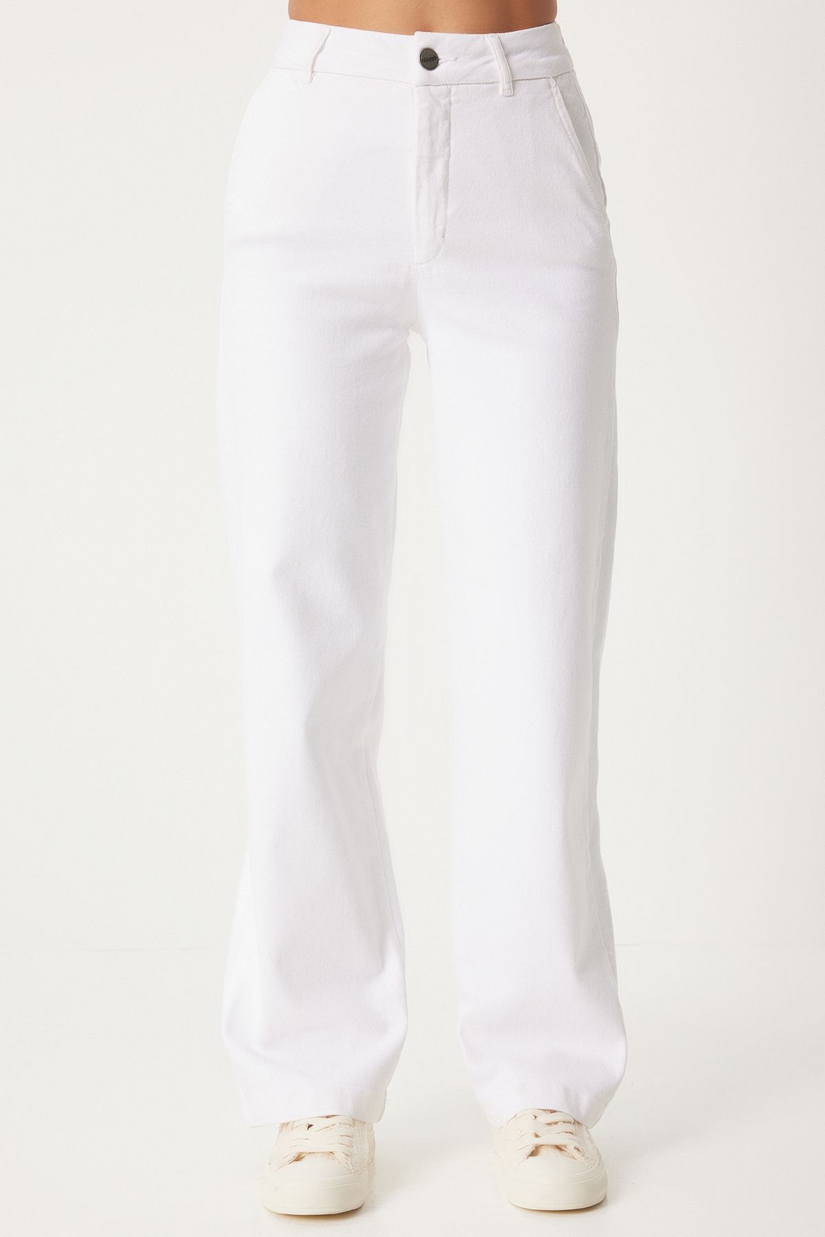 WOMEN WHITE POLICE POÇA HIGH WALL JEAN UT00019