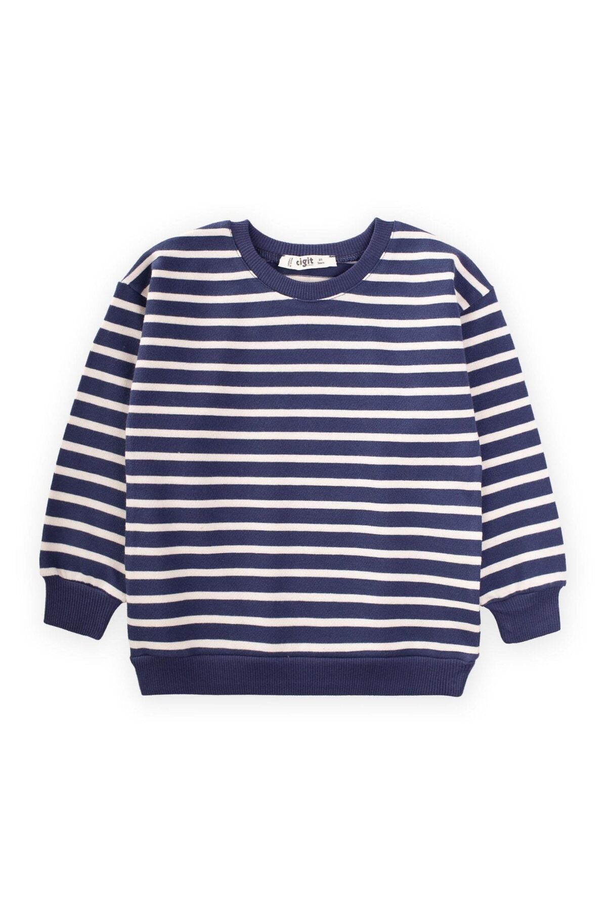 Striped knitwear sweatshizrd 2-14 year old navy blue