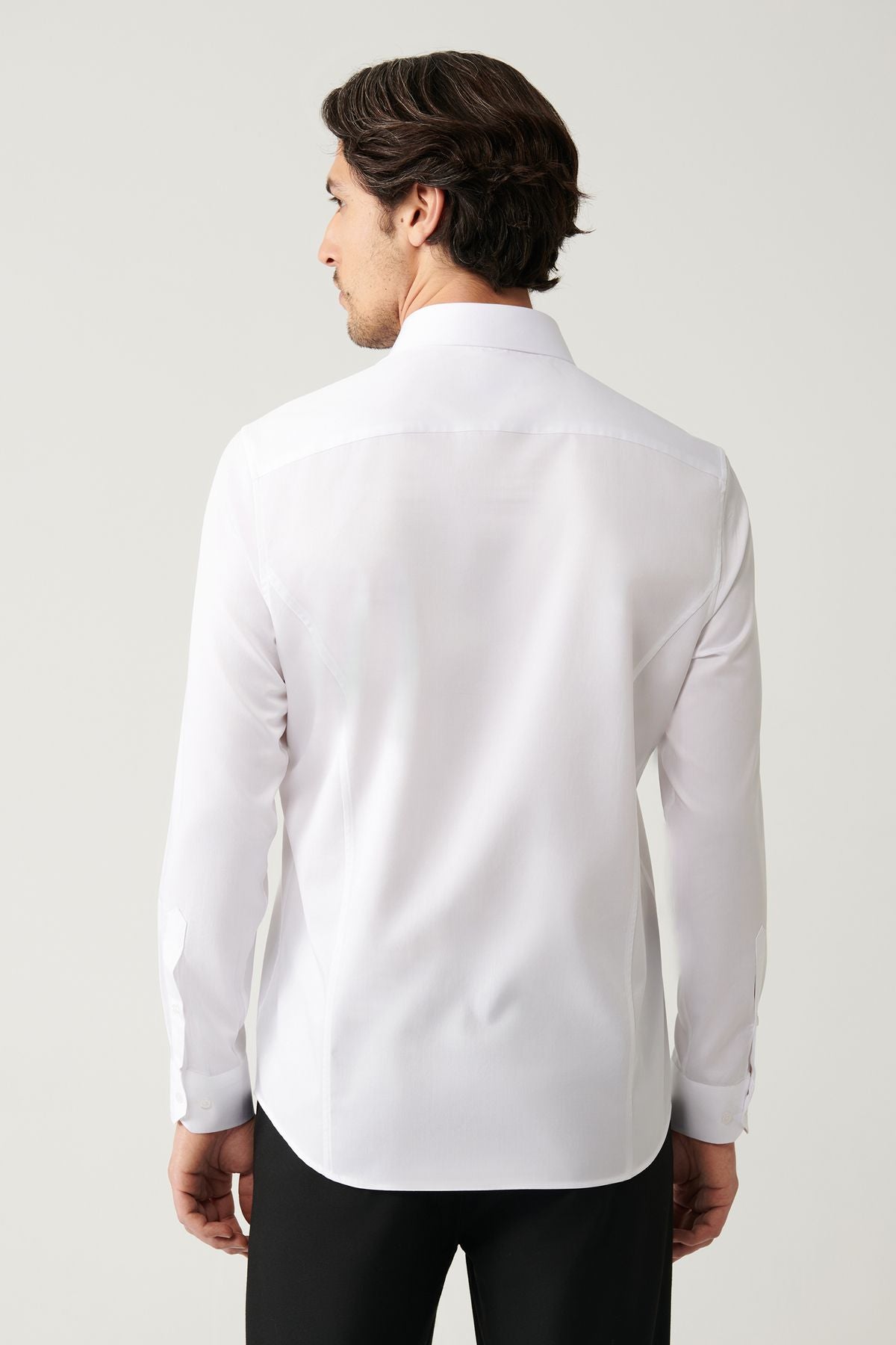 Men's white 100 %cotton classic collar satin shirt B002002