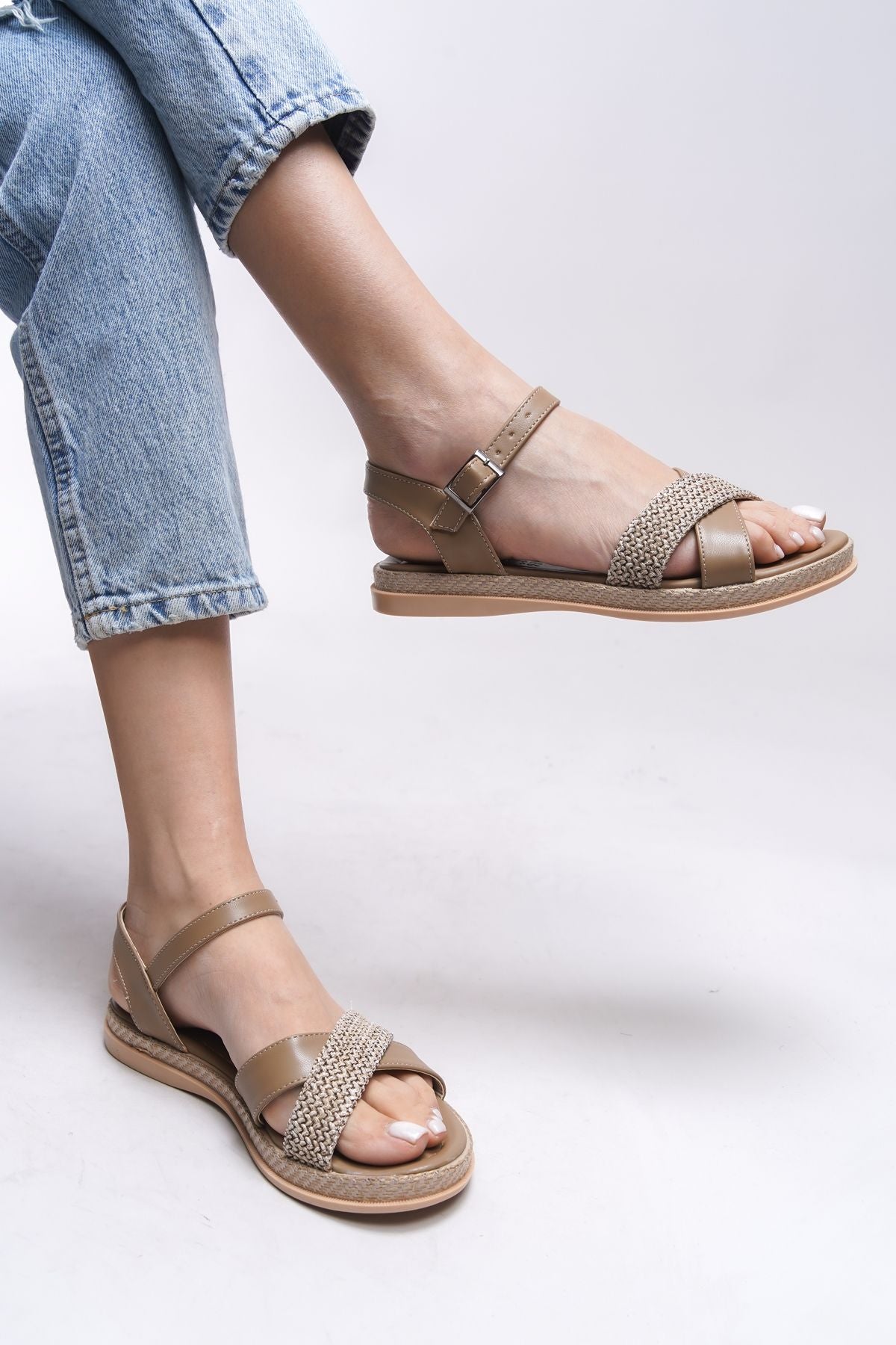 WOMEN SANDALT 0012059 mink mat