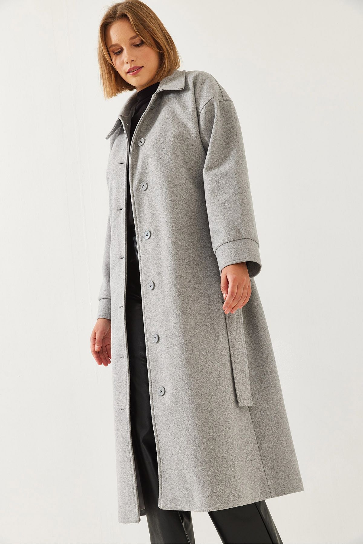 Female belt long stamp coat 2498 60261002