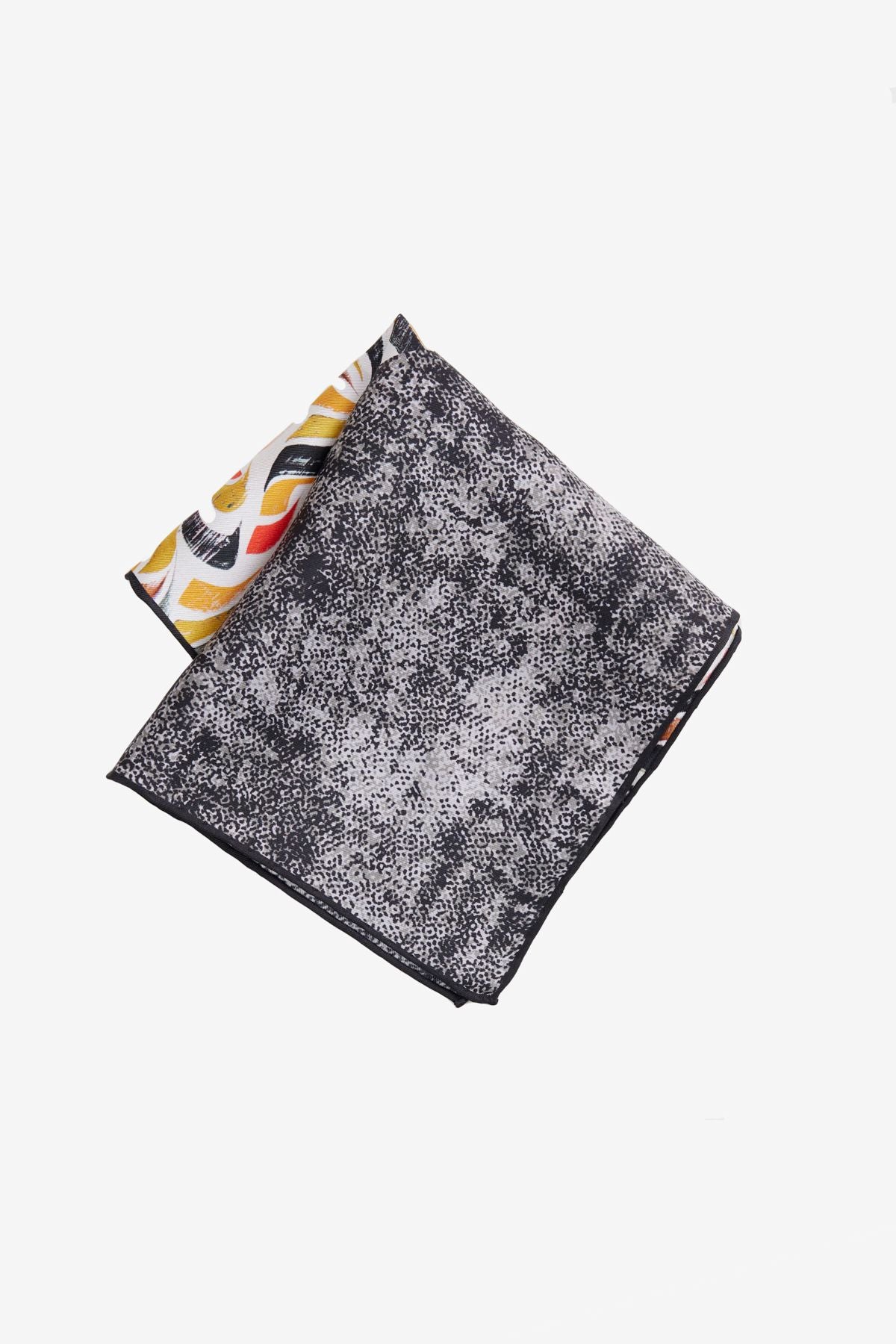 Men's black-yellow silk handkerchief