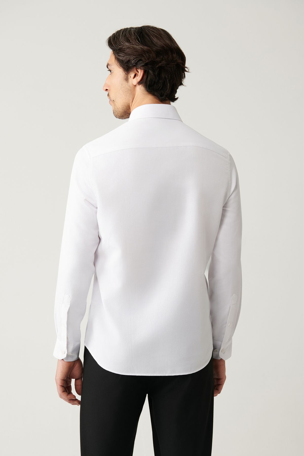 Men's white easy ironable cotton mixed shirt A41y2237