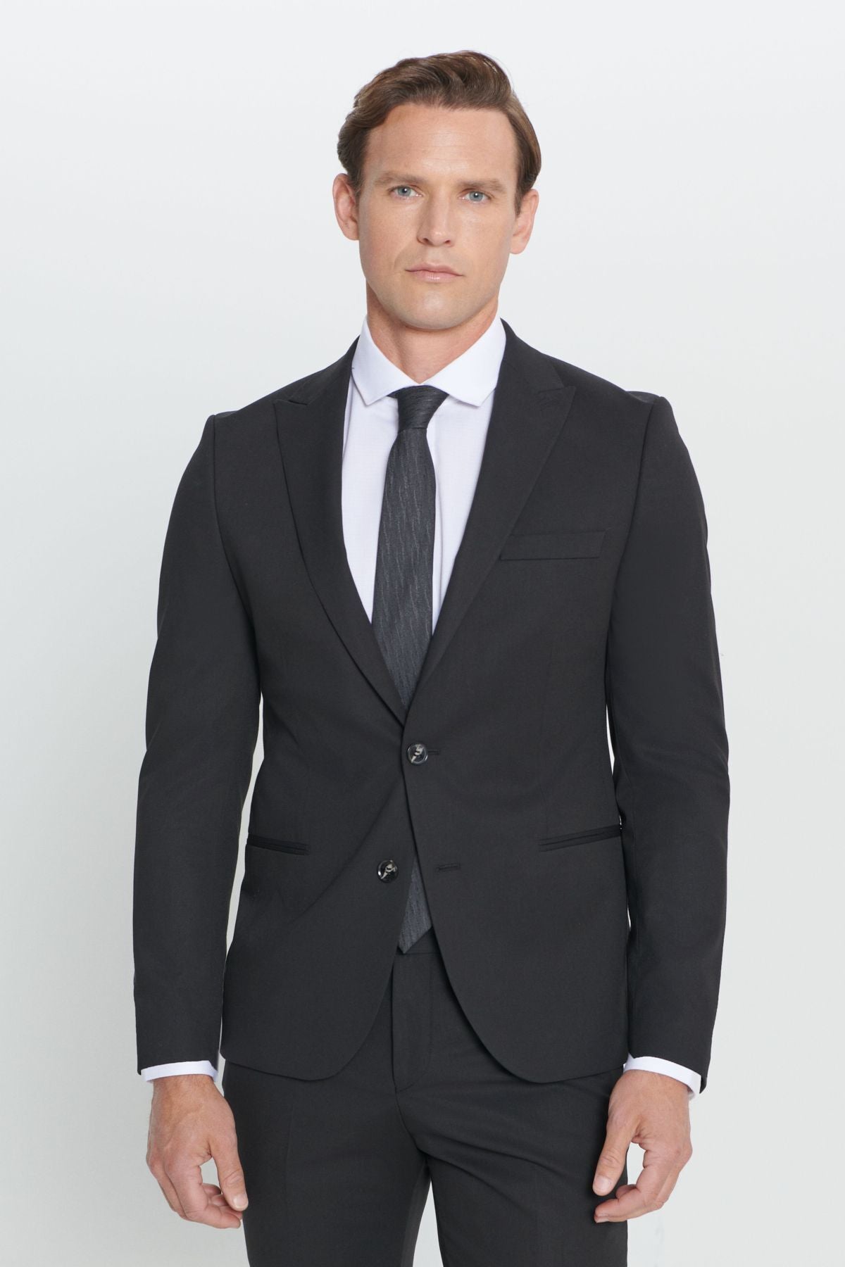 Men's Black Extra Slim Fit Narrow Cut Swallow Collar Suit