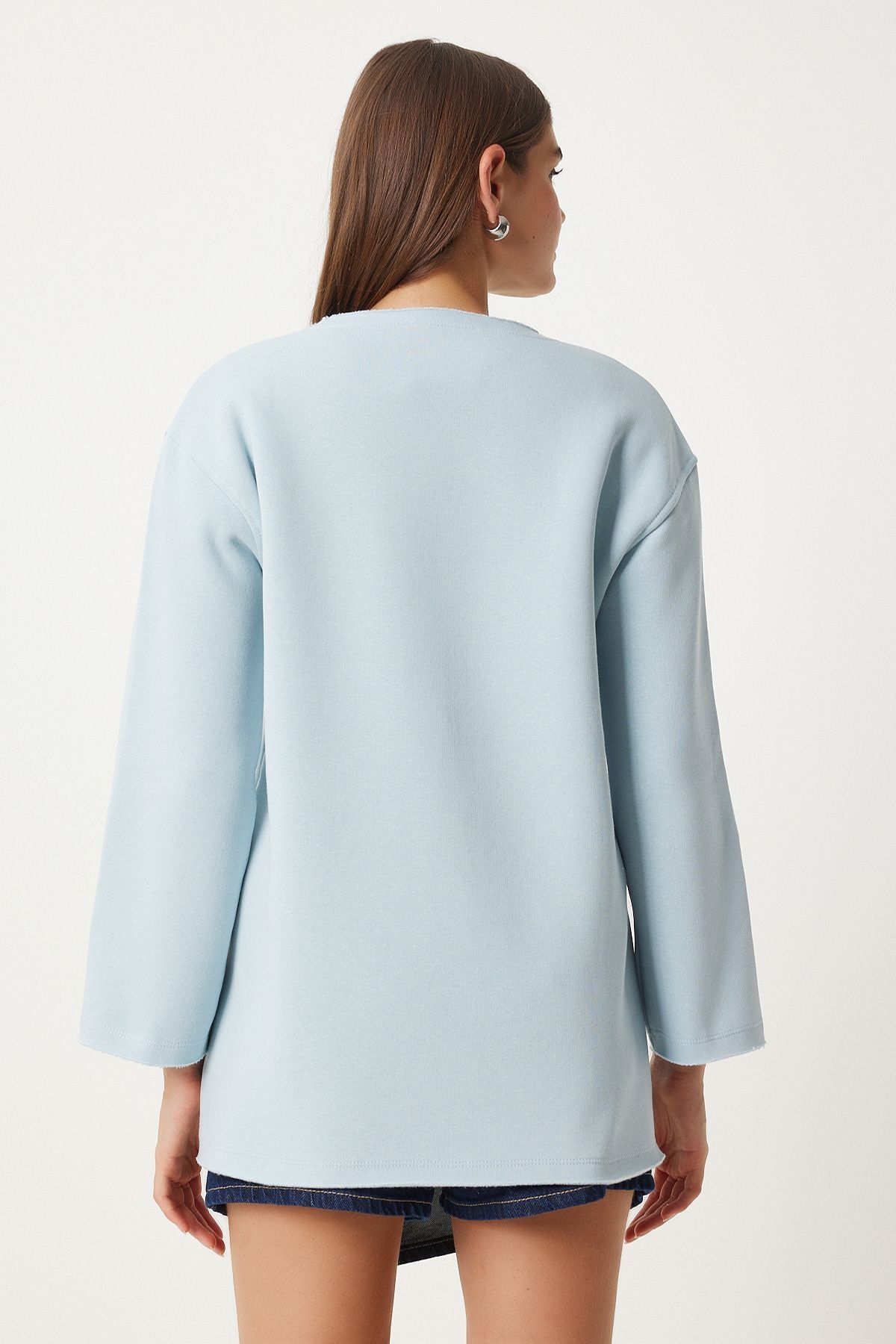 Woman Sky Blue Blue Sweet Sweatshirt NJ00131