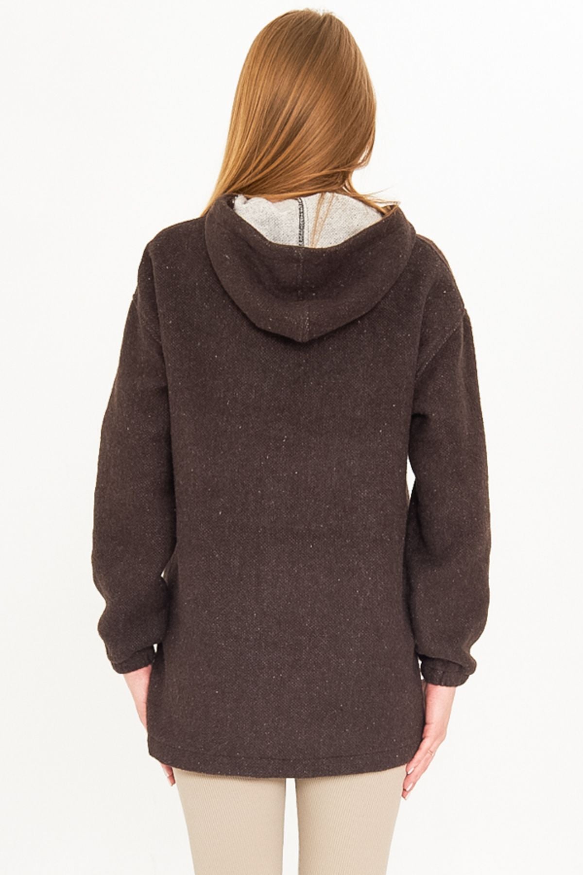 Female Coffee Hoped Caple Sweatshirt Arm-25k001097