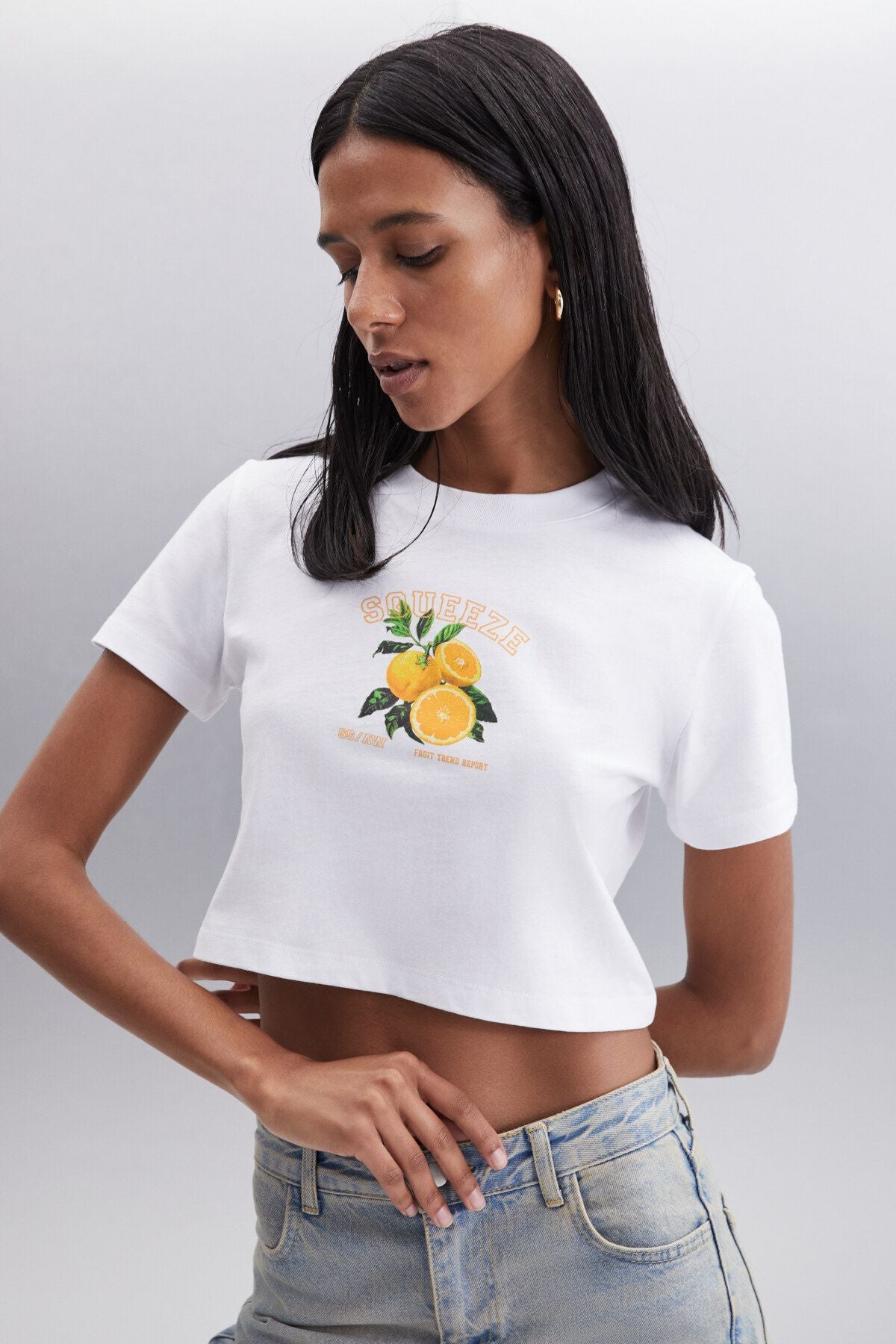 Tanıth 100% Cotton Women Crop White T-Shirt