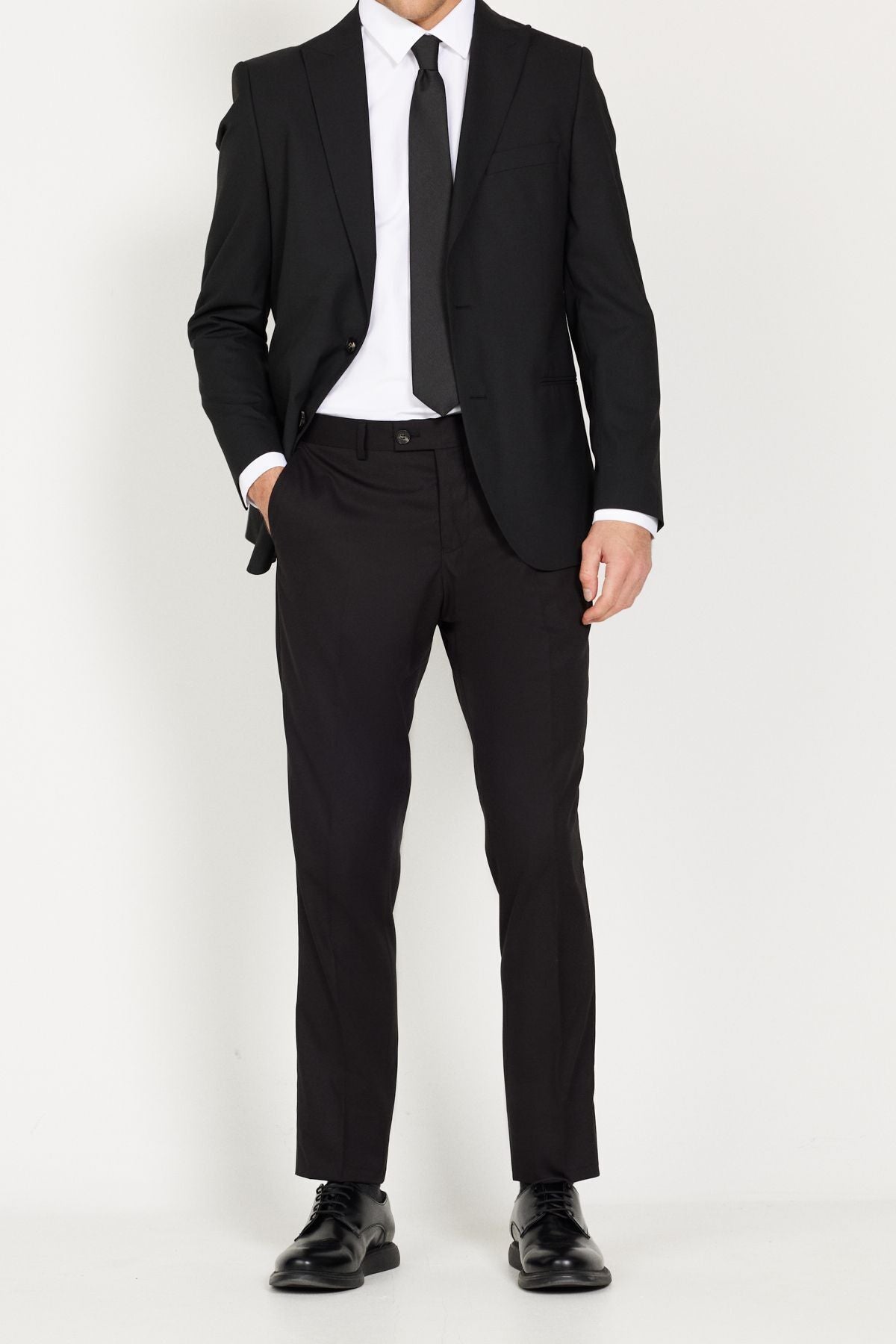 Men's Black Extra Slim Fit Narrow Cutting Black Sports Suit