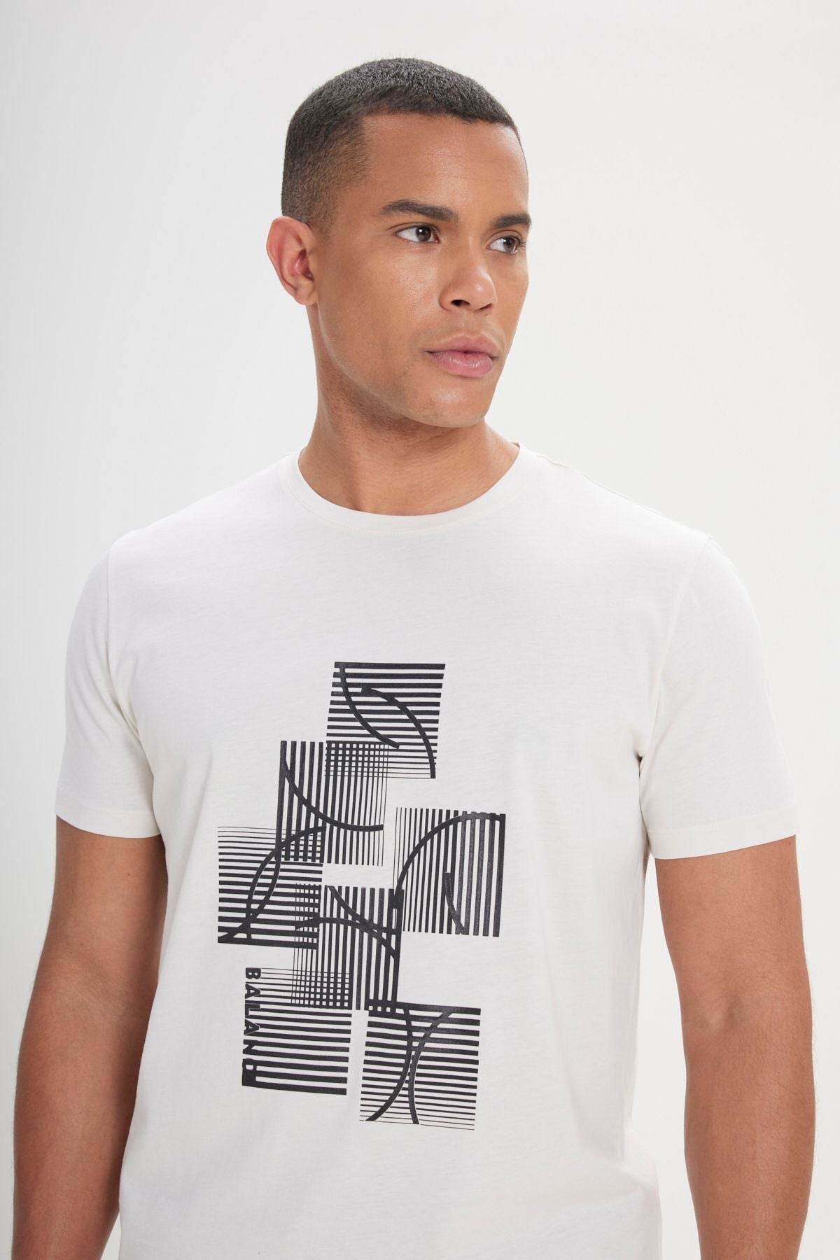 Men's Light Gray Standard Fit Normal Cutting 100 %Cotton Printed Bike Bike T -shirt