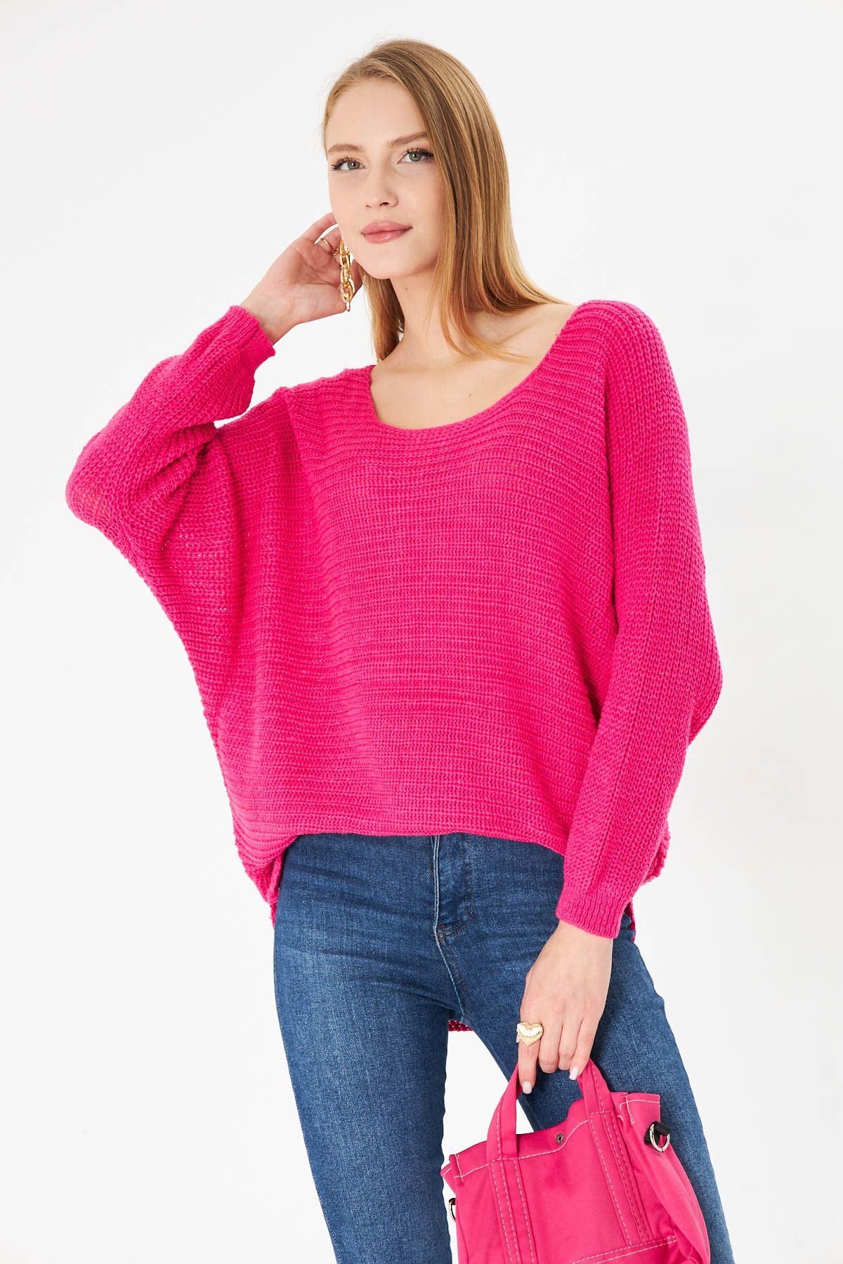 Women Fuchsia Thessaloniki shabby knitwear sweater ARM-21K012010