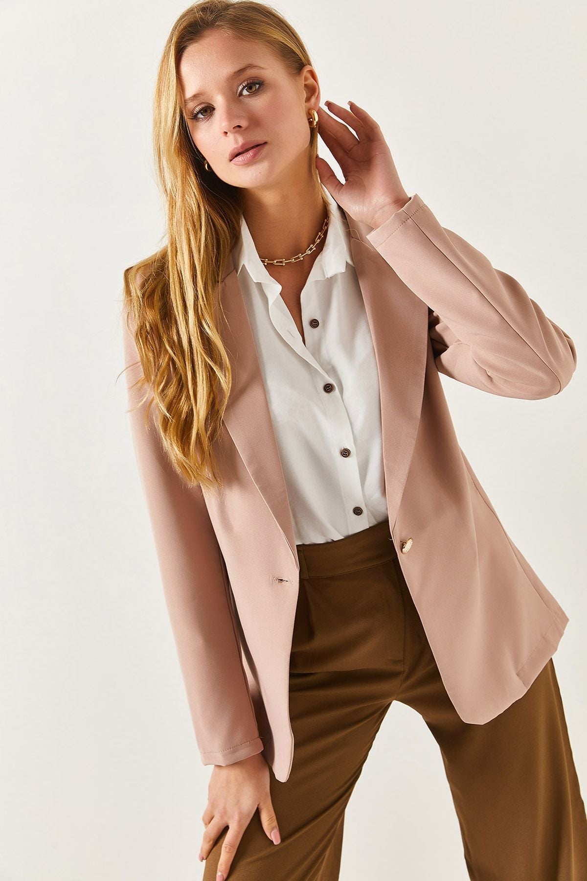 Female Stone Single Button Jacket ARM-20K001020