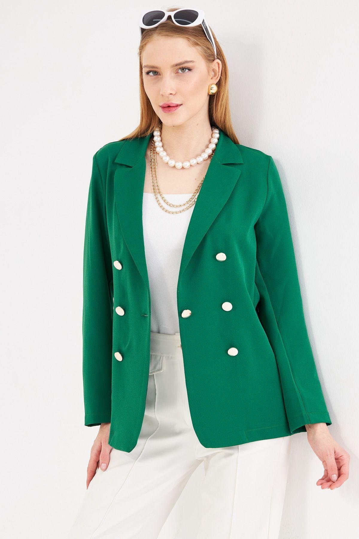 Female emerald button jacket ARM-20K001151