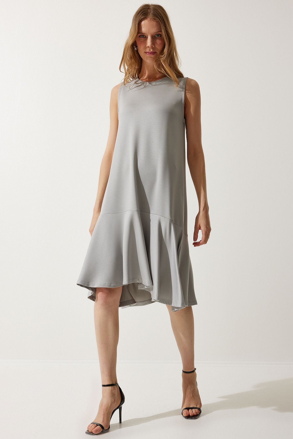 Women's Stone Gray Cycling Better knitted bell dress BF00089