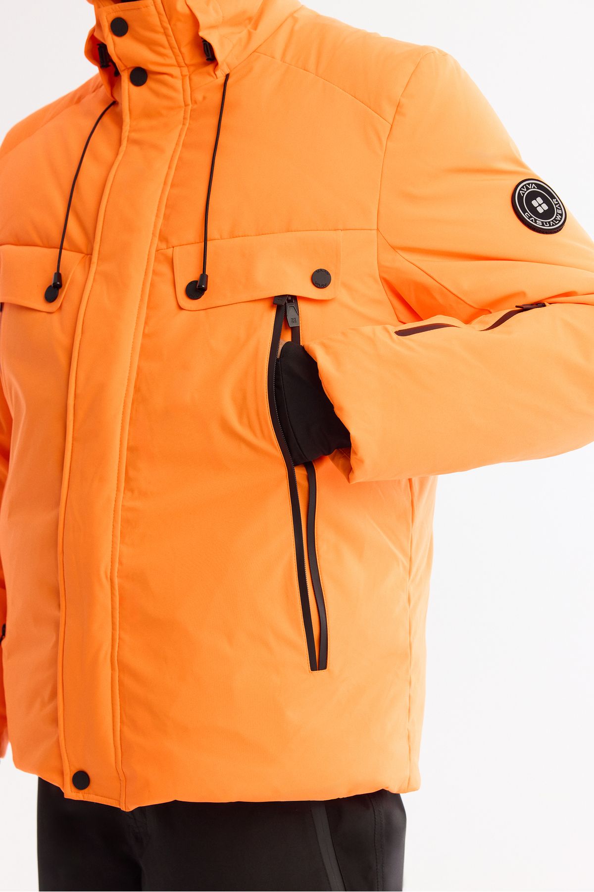Men's Neon Orange Water Driving Windproof -20 degrees resistant goose feather ski coat A42y6123
