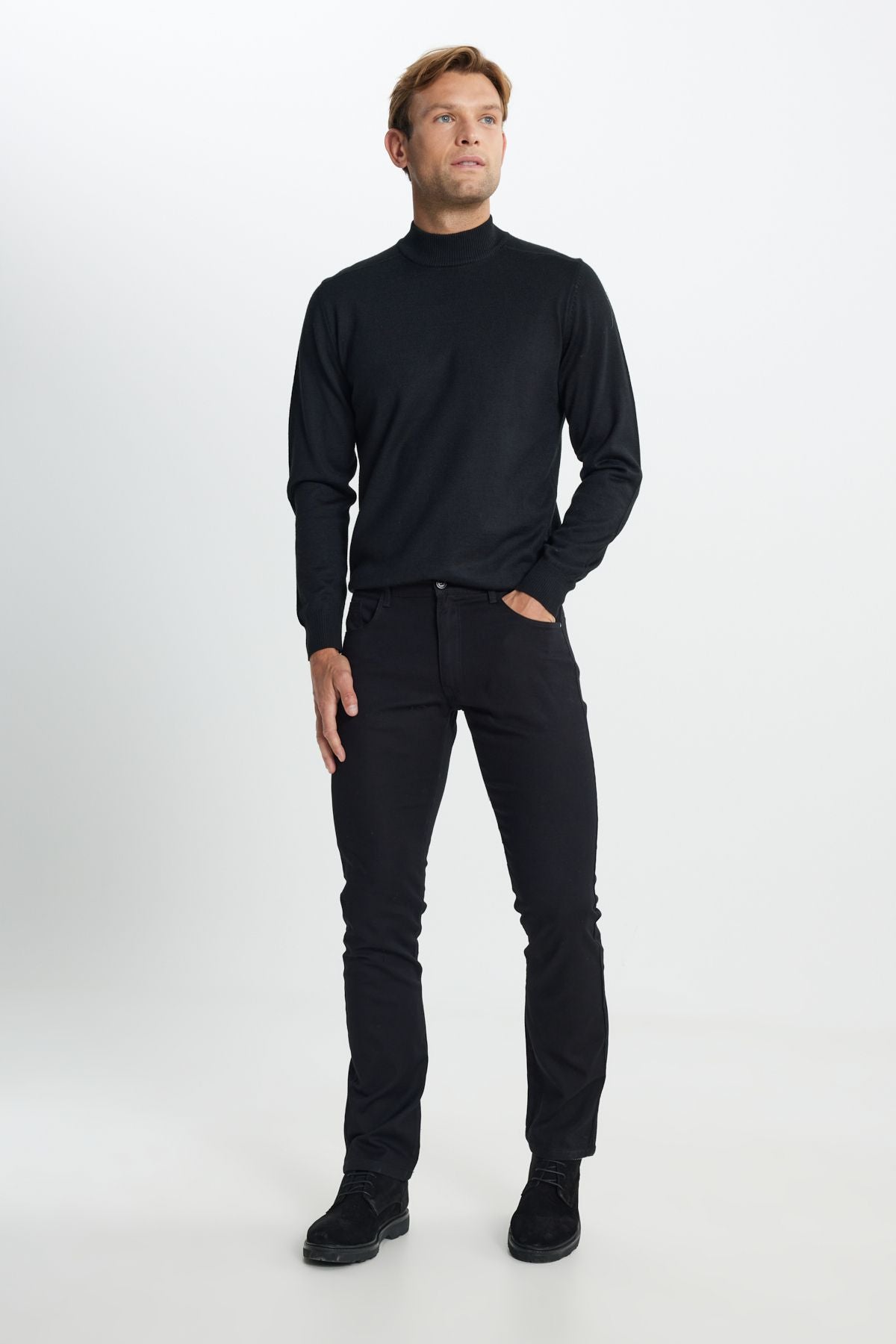 Men's Black Comfort Fit Casual Cut Cotton Amelor 5 Pocket Greensboro Flexible Pants