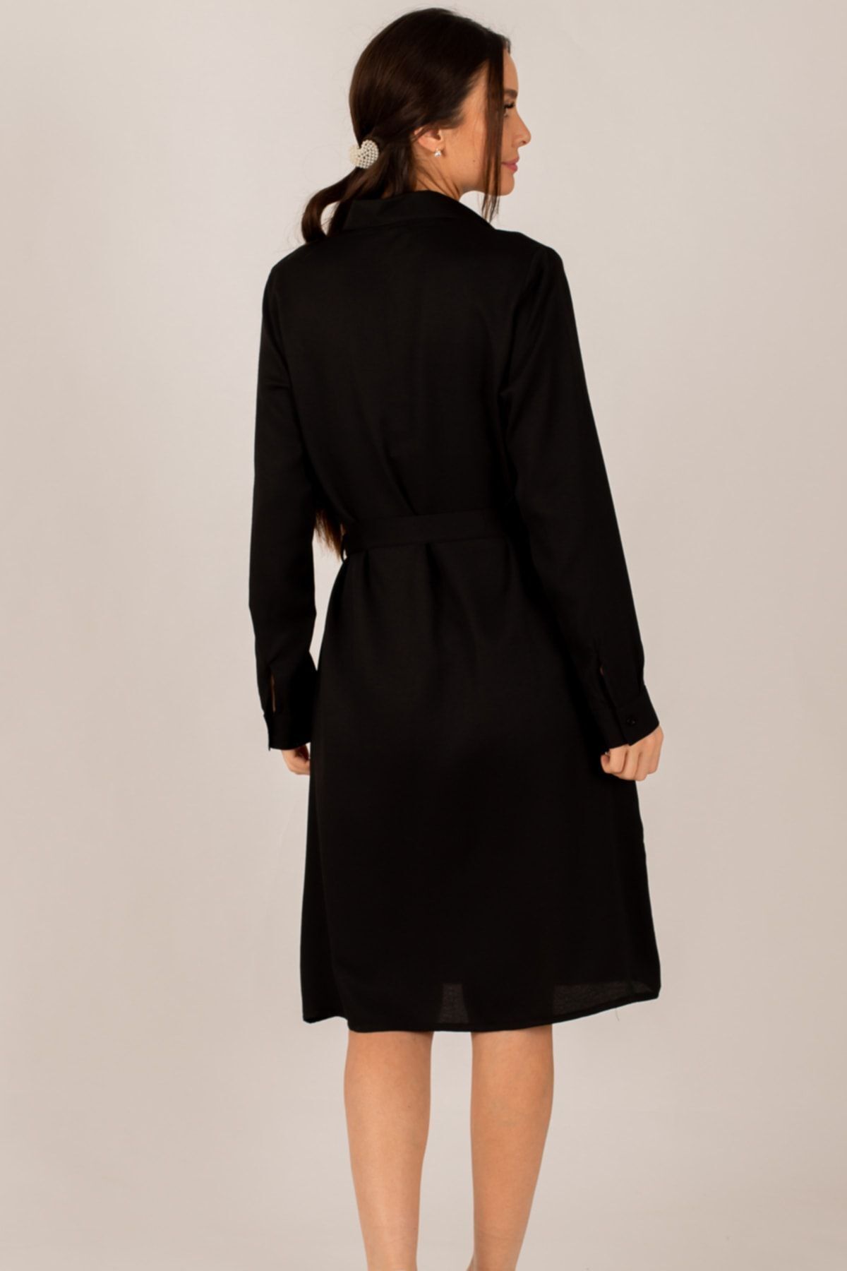 Female black long shirt dress ARM-22K001141