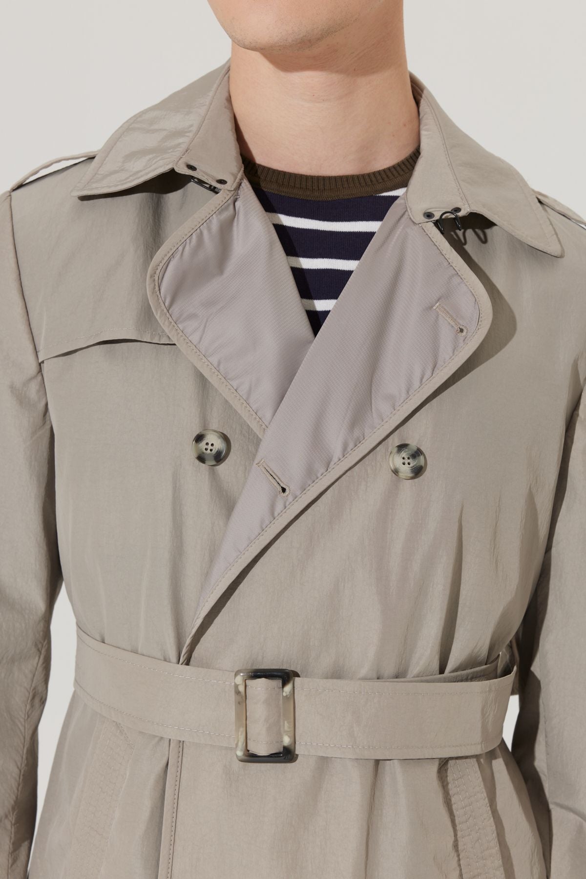 Men's Beige Standard Fit Normal Cutting Trench coat